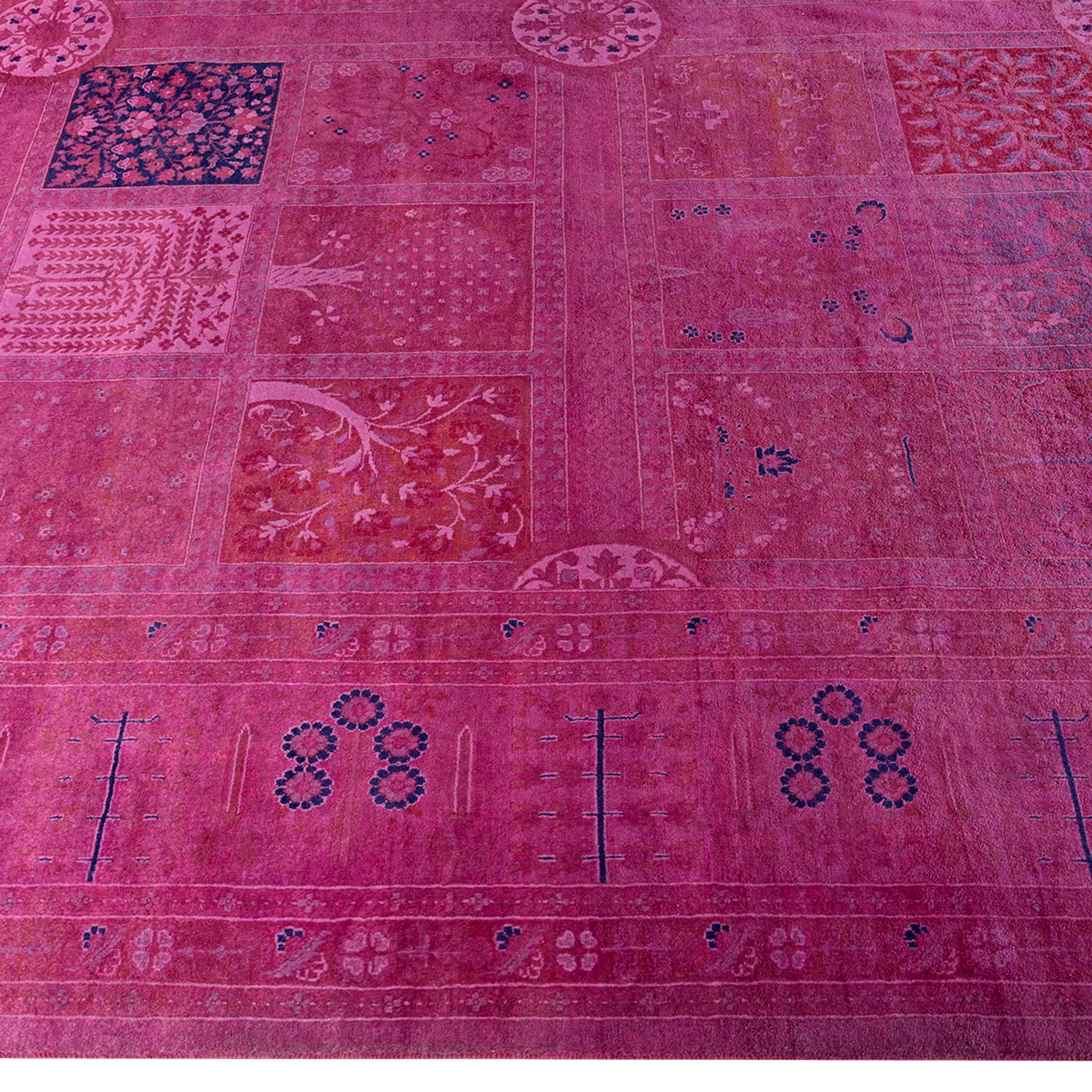 Pink Overdyed Wool Rug - 9'1" x 12'