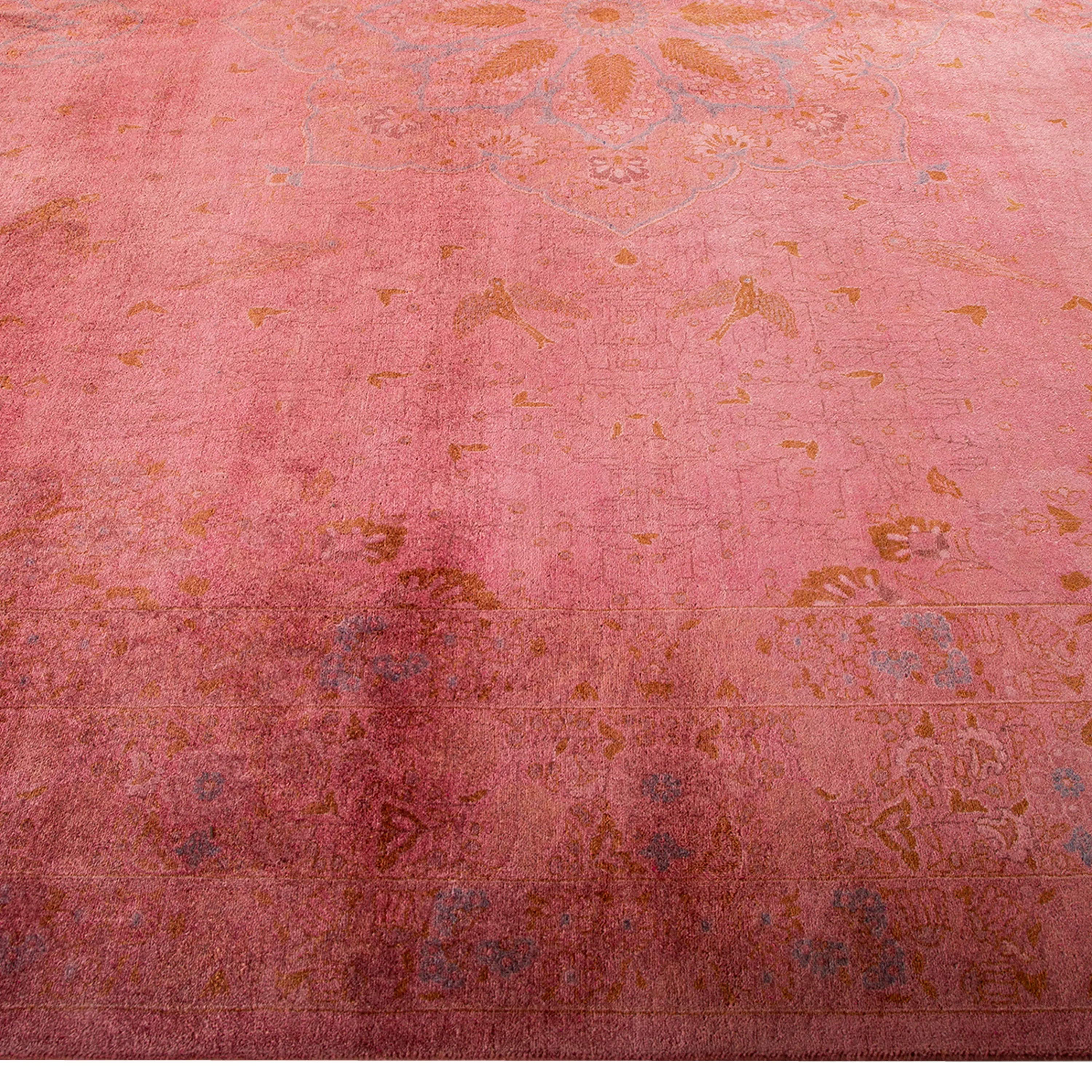 Pink Overdyed Wool Rug - 9'4" x 12'2"