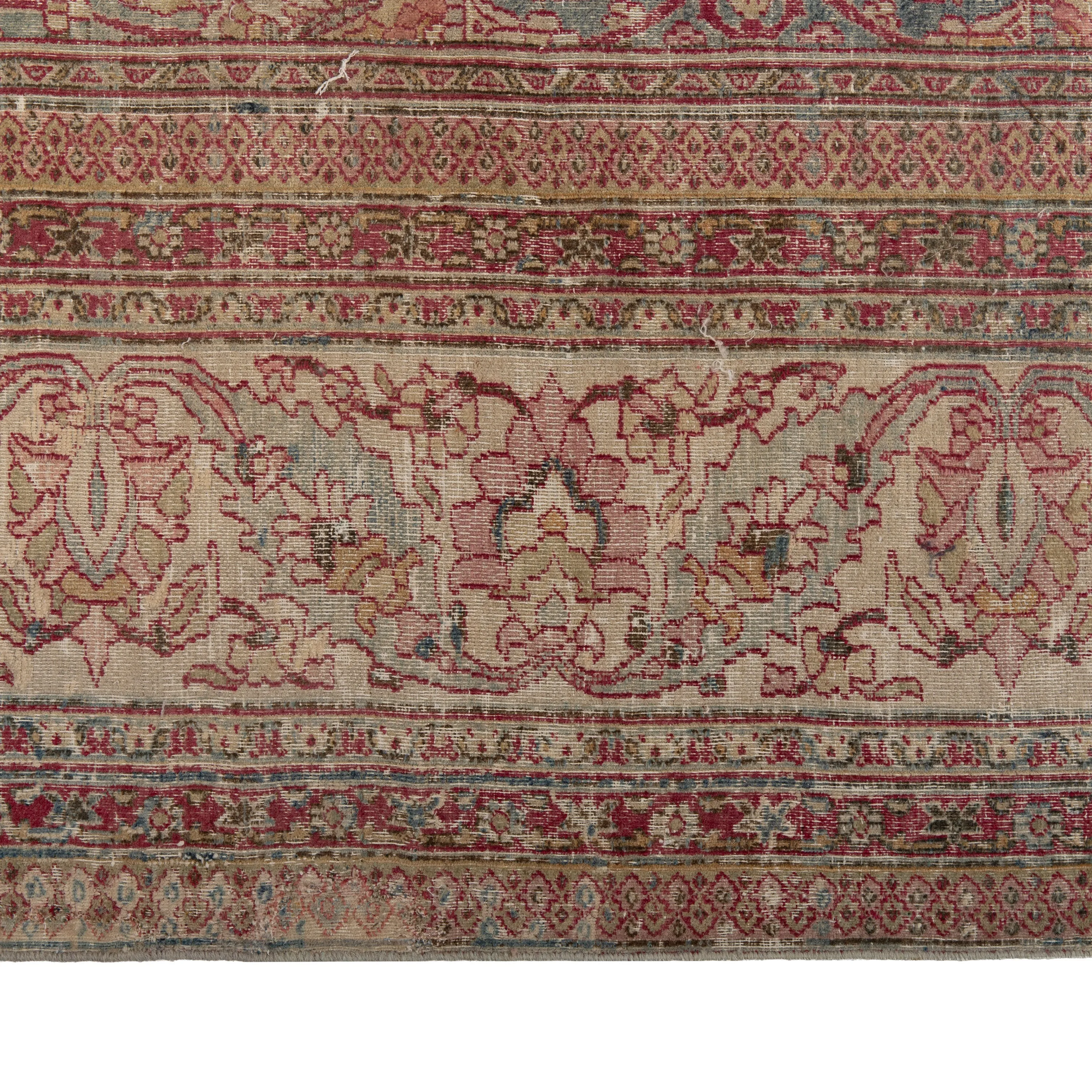 Pink Vintage Traditional Khorassan Wool Rug - 9' x 13'7"
