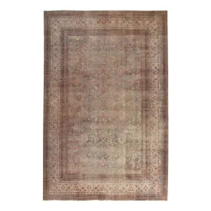 Pink Vintage Traditional Khorassan Wool Rug - 9' x 13'7"