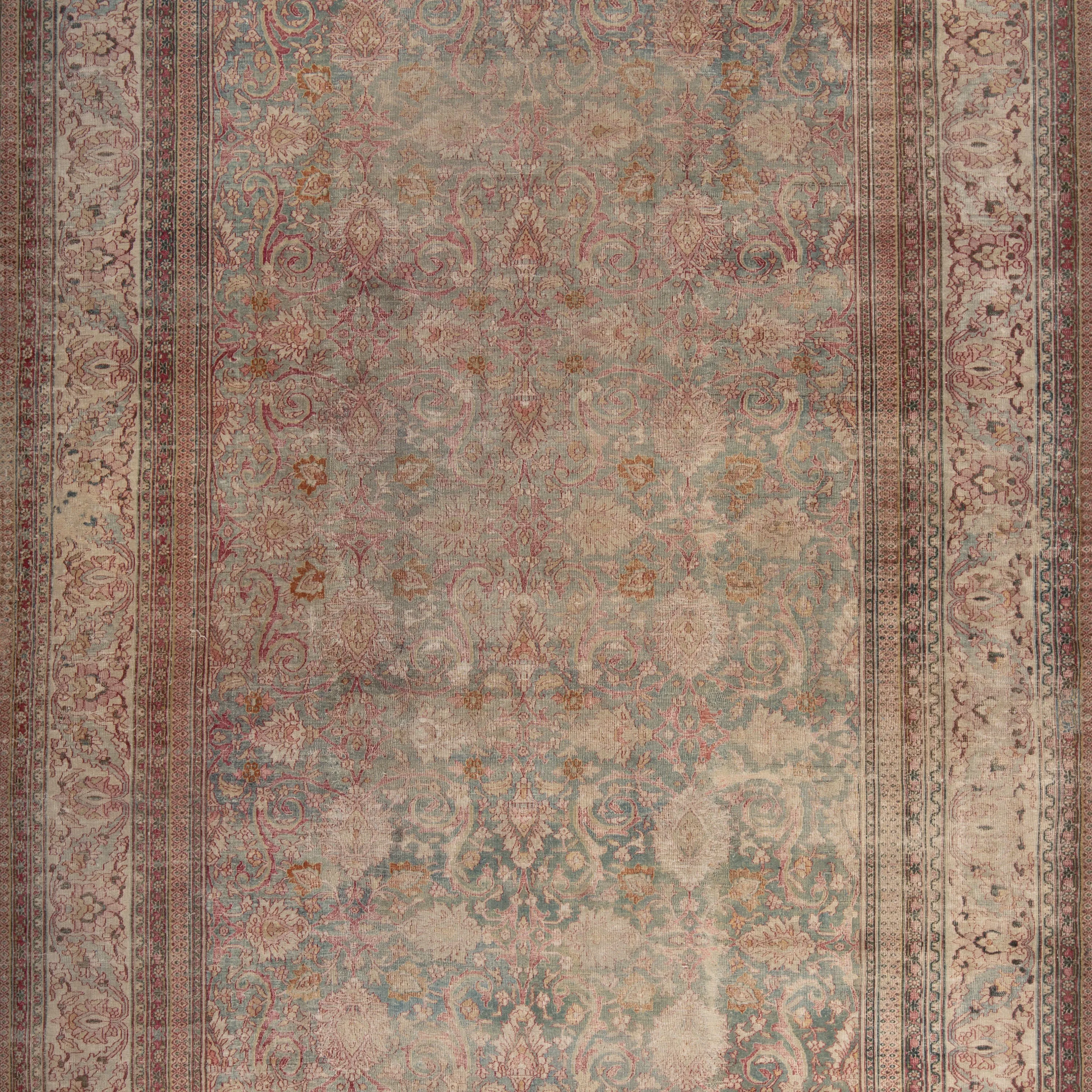 Pink Vintage Traditional Khorassan Wool Rug - 9' x 13'7"