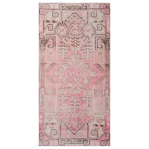 Pink Vintage Wool Cotton Blend Runner - 4'10" x 9'11"