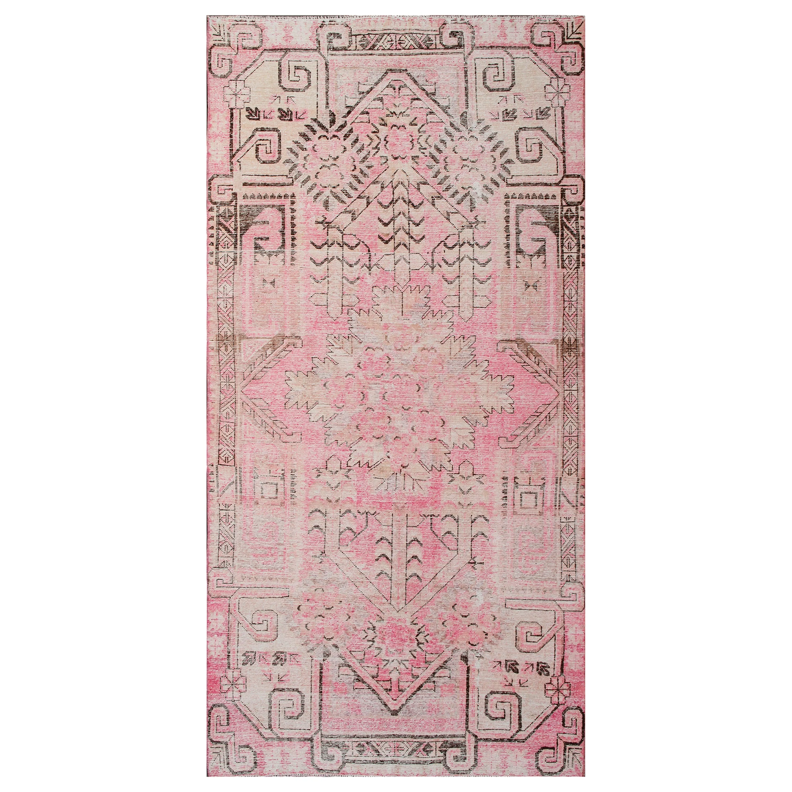 Pink Vintage Wool Cotton Blend Runner - 4'10" x 9'11"