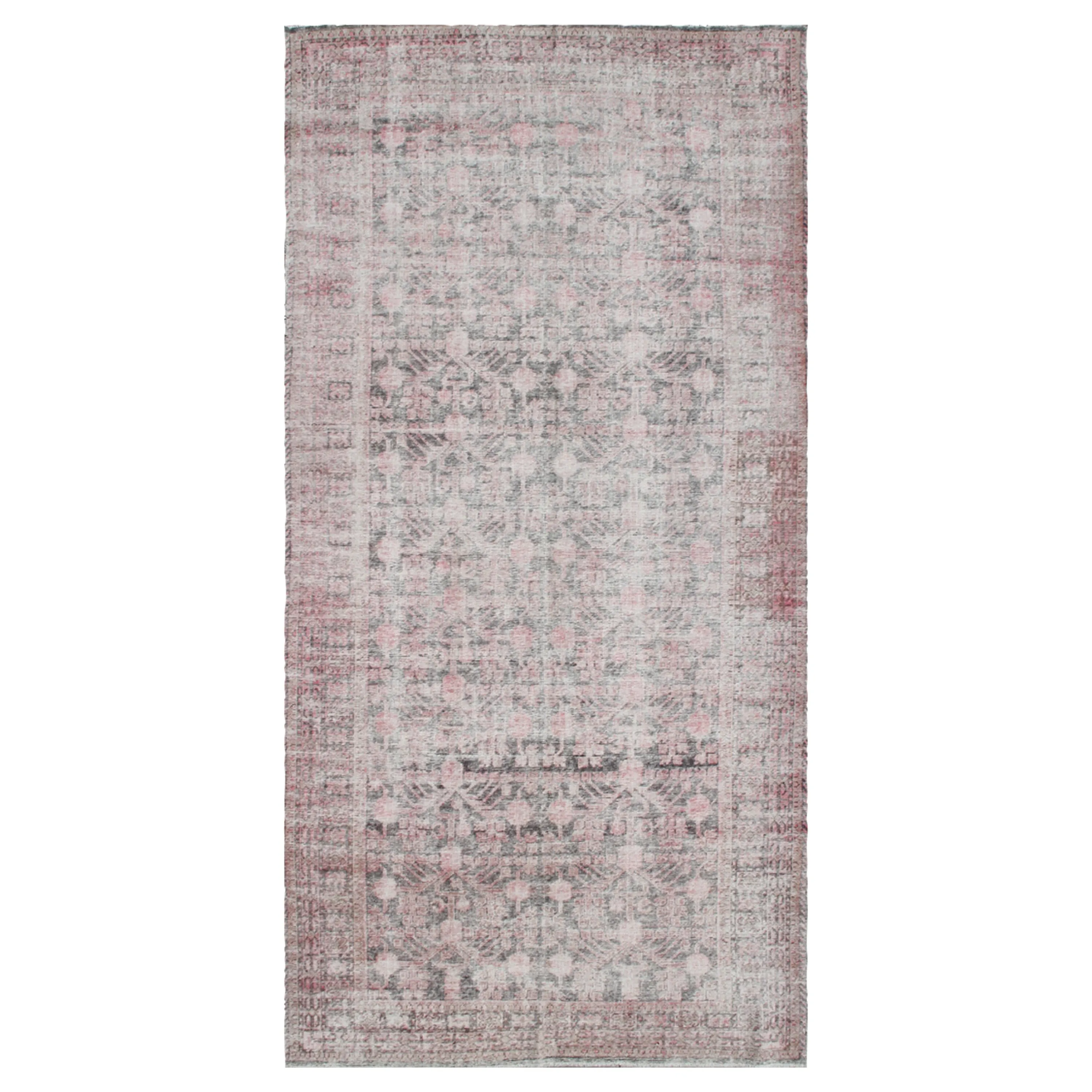 Pink Vintage Wool Cotton Blend Runner - 5'1" x 10'