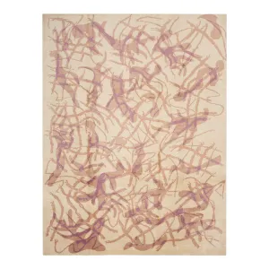 Purple Contemporary Tibetan Wool Silk Blend Rug - 9' x 11'10"