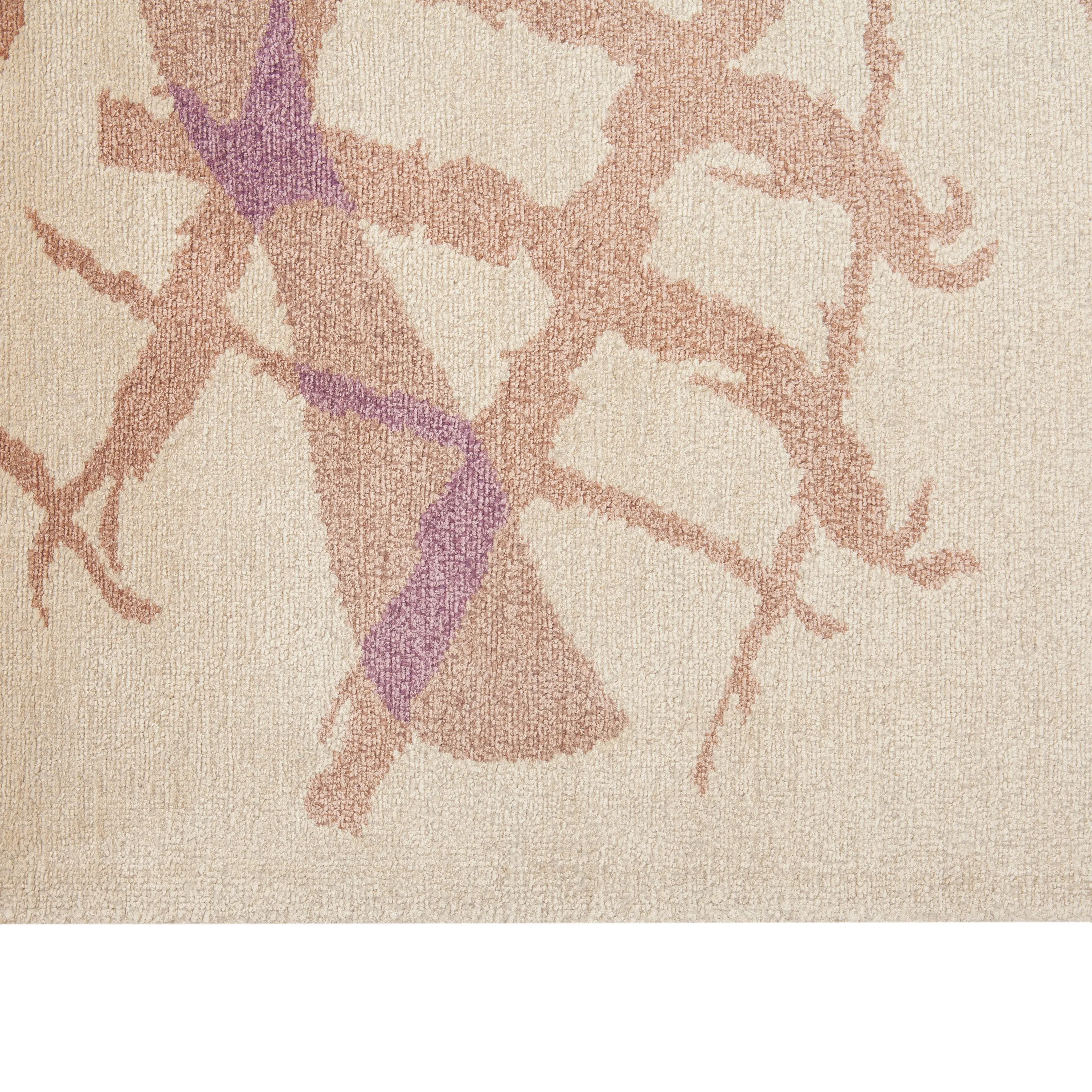Purple Contemporary Tibetan Wool Silk Blend Rug - 9' x 11'10"