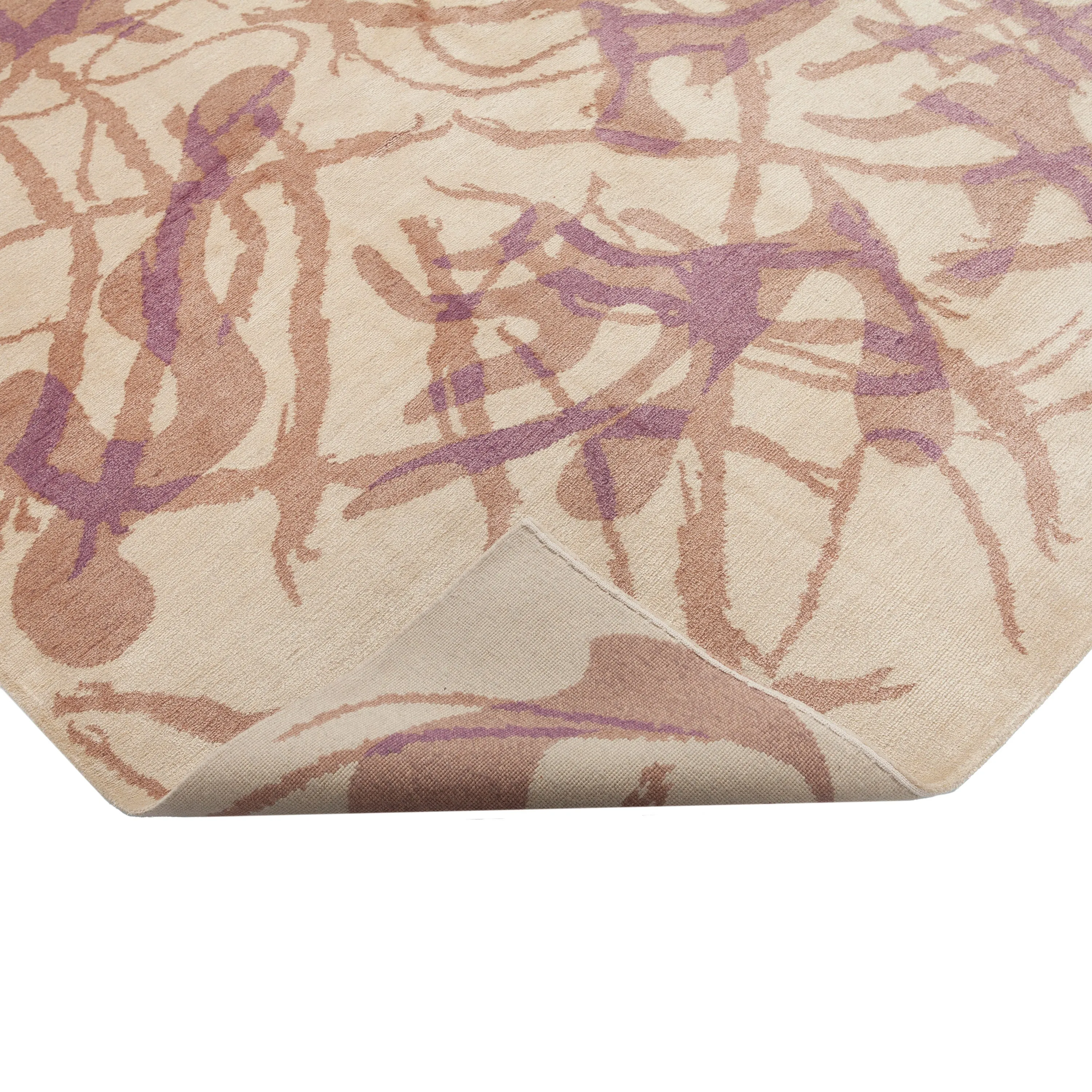 Purple Contemporary Tibetan Wool Silk Blend Rug - 9' x 11'10"