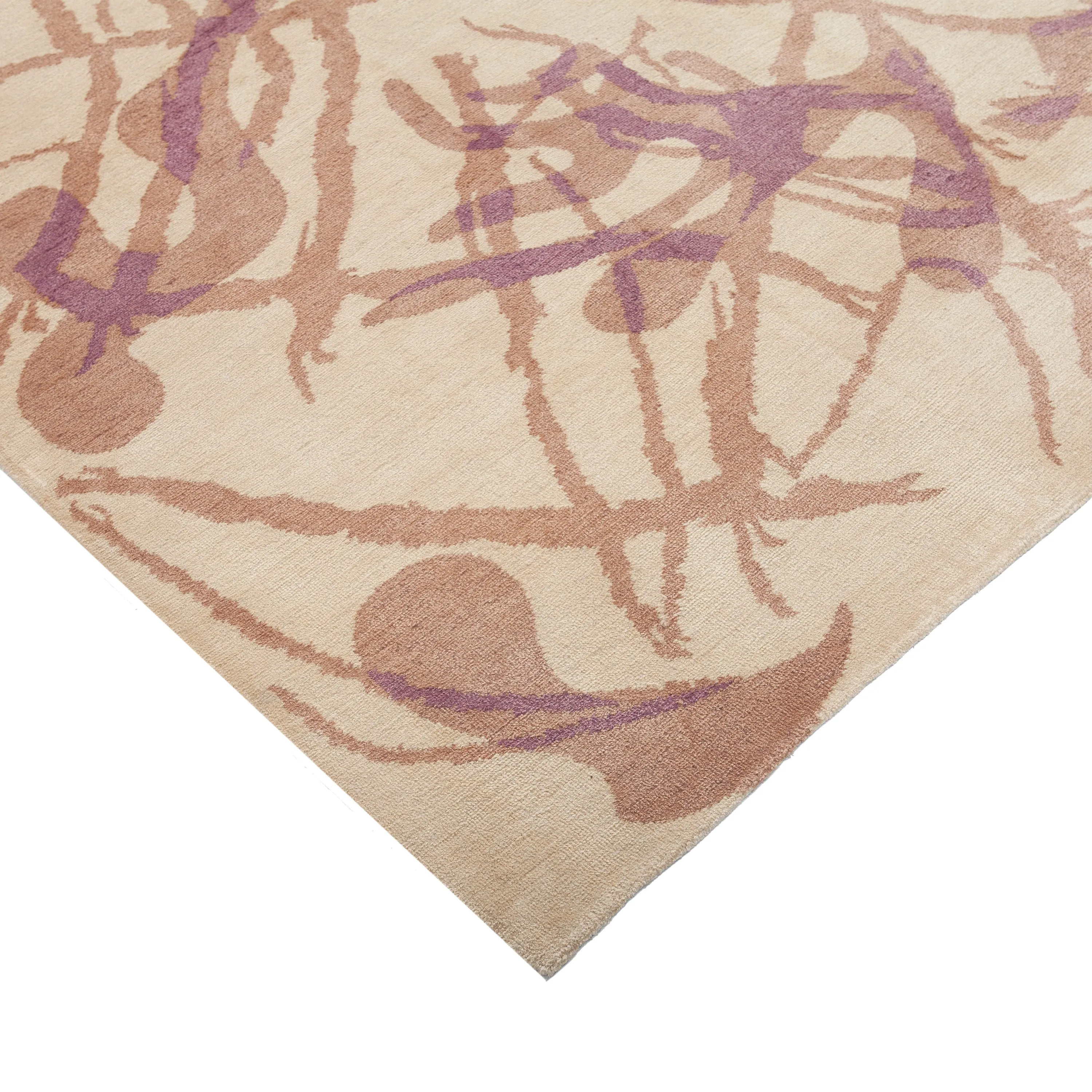 Purple Contemporary Tibetan Wool Silk Blend Rug - 9' x 11'10"