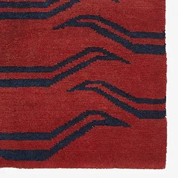 Red & Blue Traditional Tibetan Wool Rug - 2'8" x 5'6"