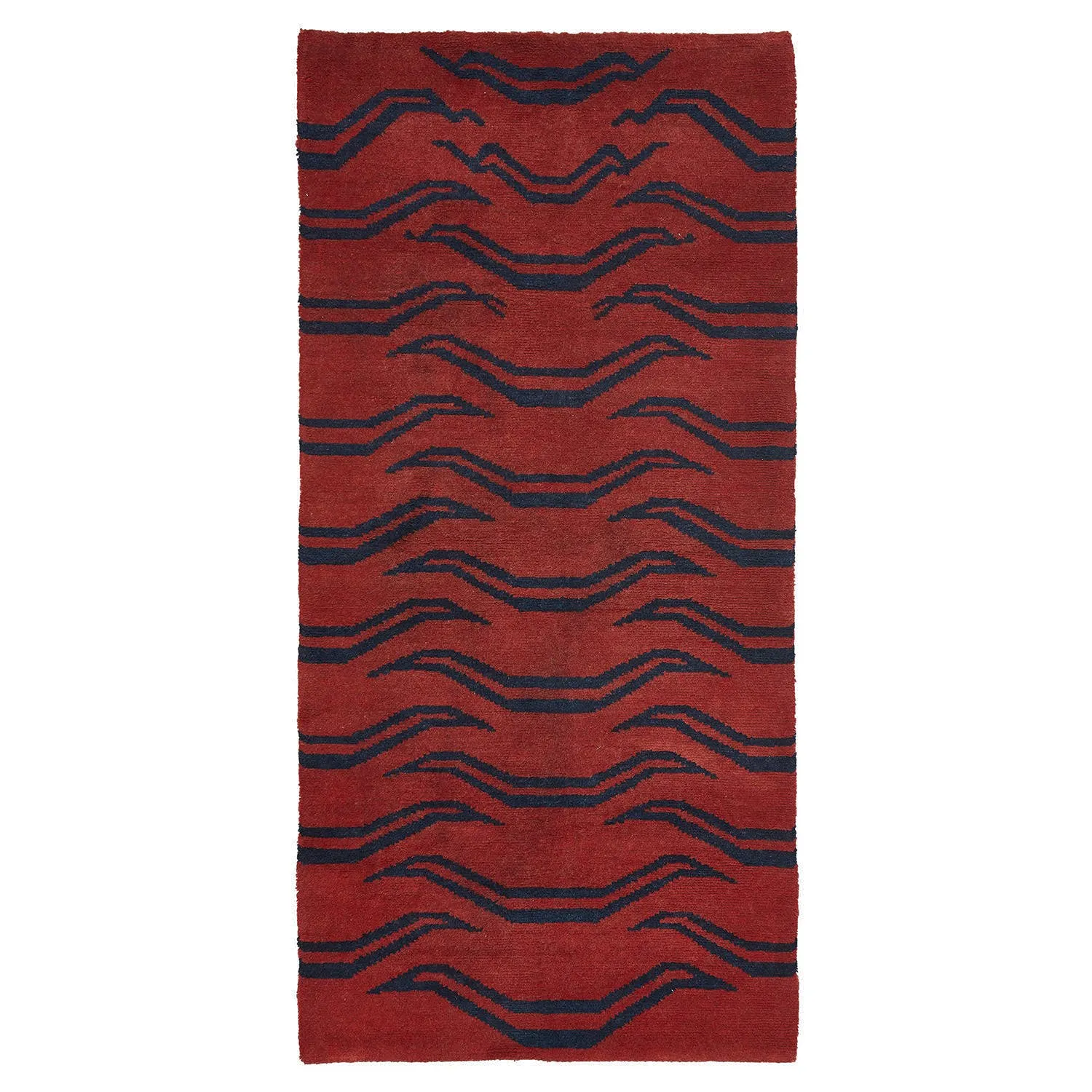 Red & Blue Traditional Tibetan Wool Rug - 2'8" x 5'6"