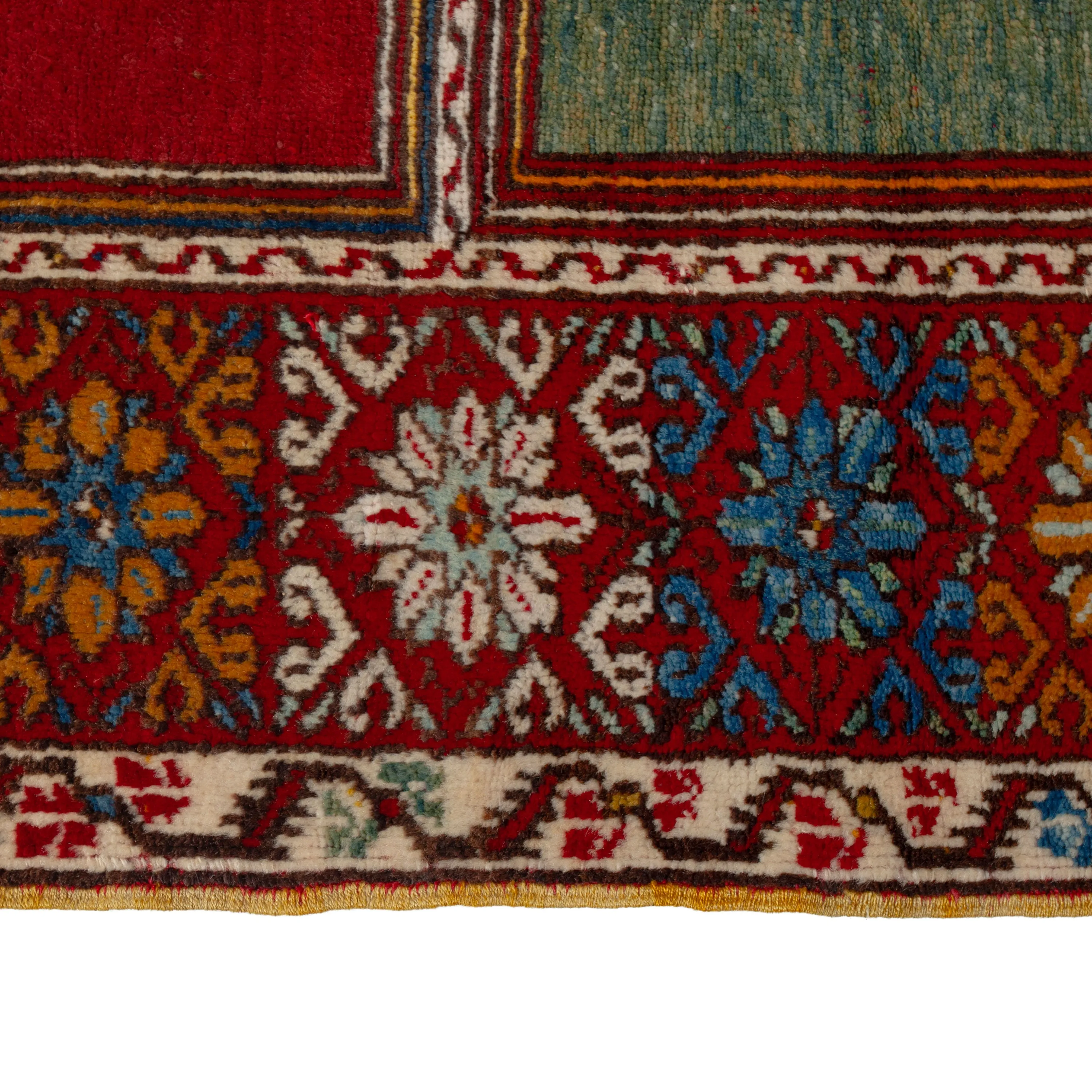 Red & Blue Vintage Traditional Wool Persian Rug - 3'6" x 5'