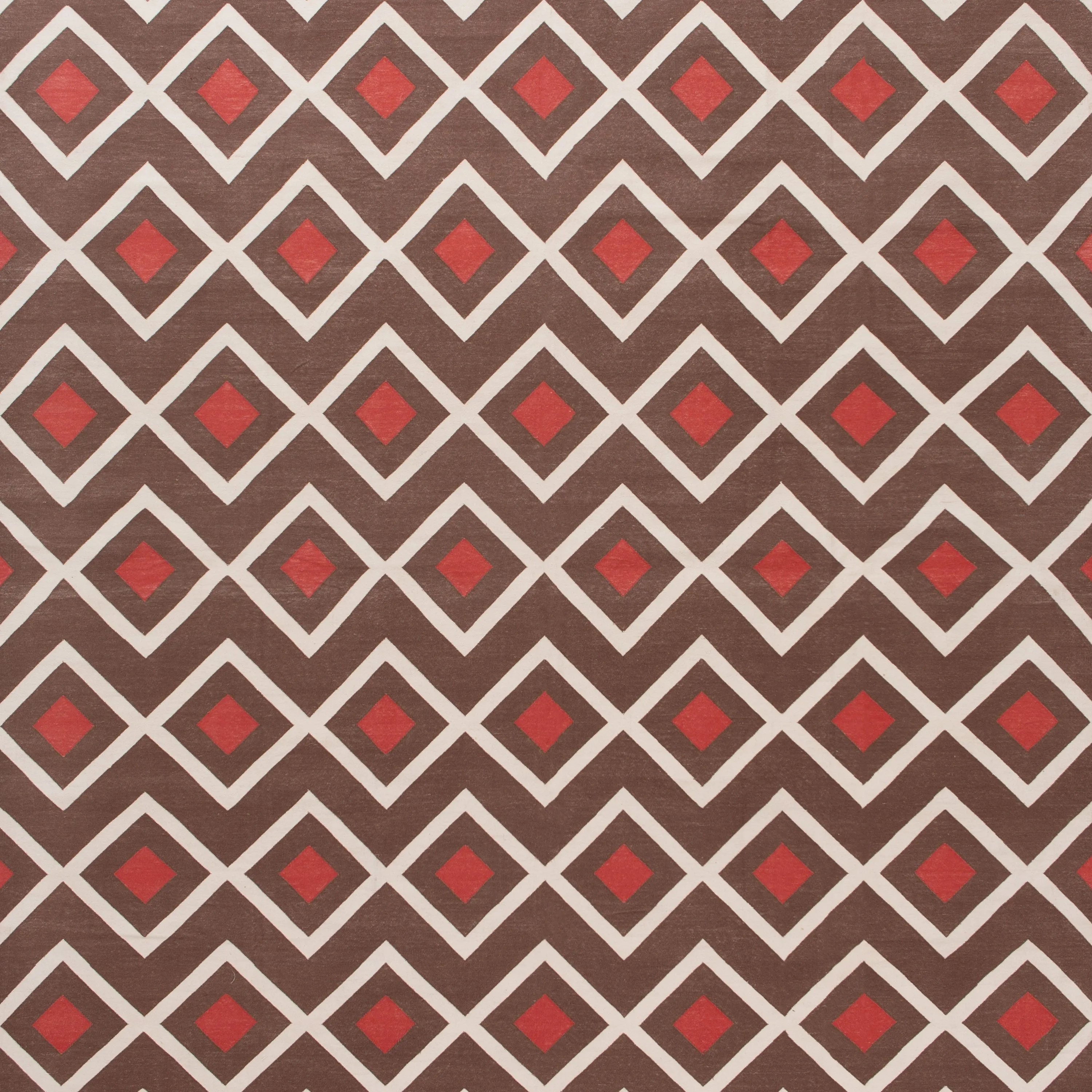 Red & Brown Flatweave Cotton Rug - 8'10" x 11'10"