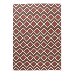 Red & Brown Flatweave Cotton Rug - 8'10" x 11'10"