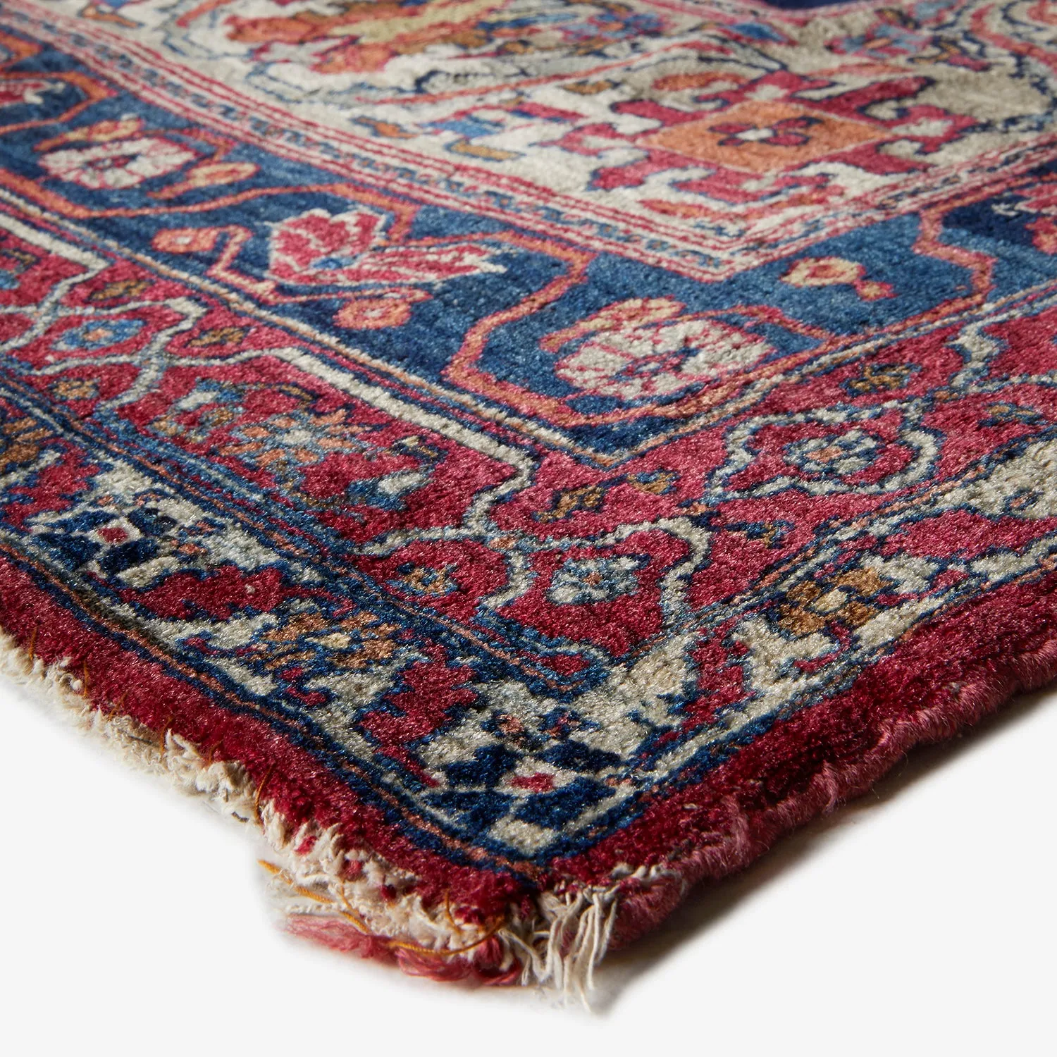 Red & Ivory Vintage Persian Kemanshah Wool Rug - 10'2" x 14'3"
