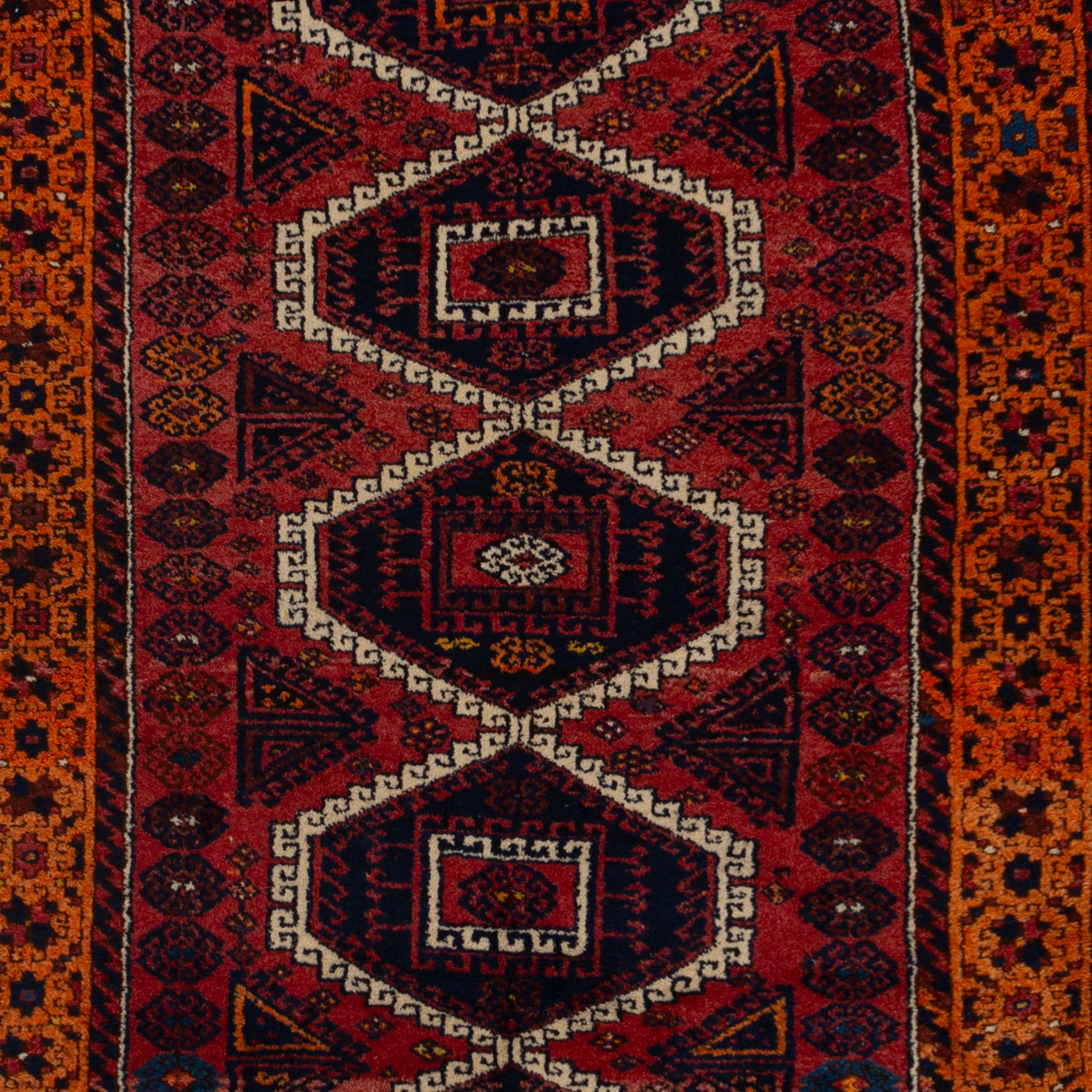 Red & Orange Antique Kurdish Rug - 5'x10'