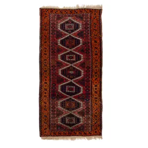 Red & Orange Antique Kurdish Rug - 5'x10'
