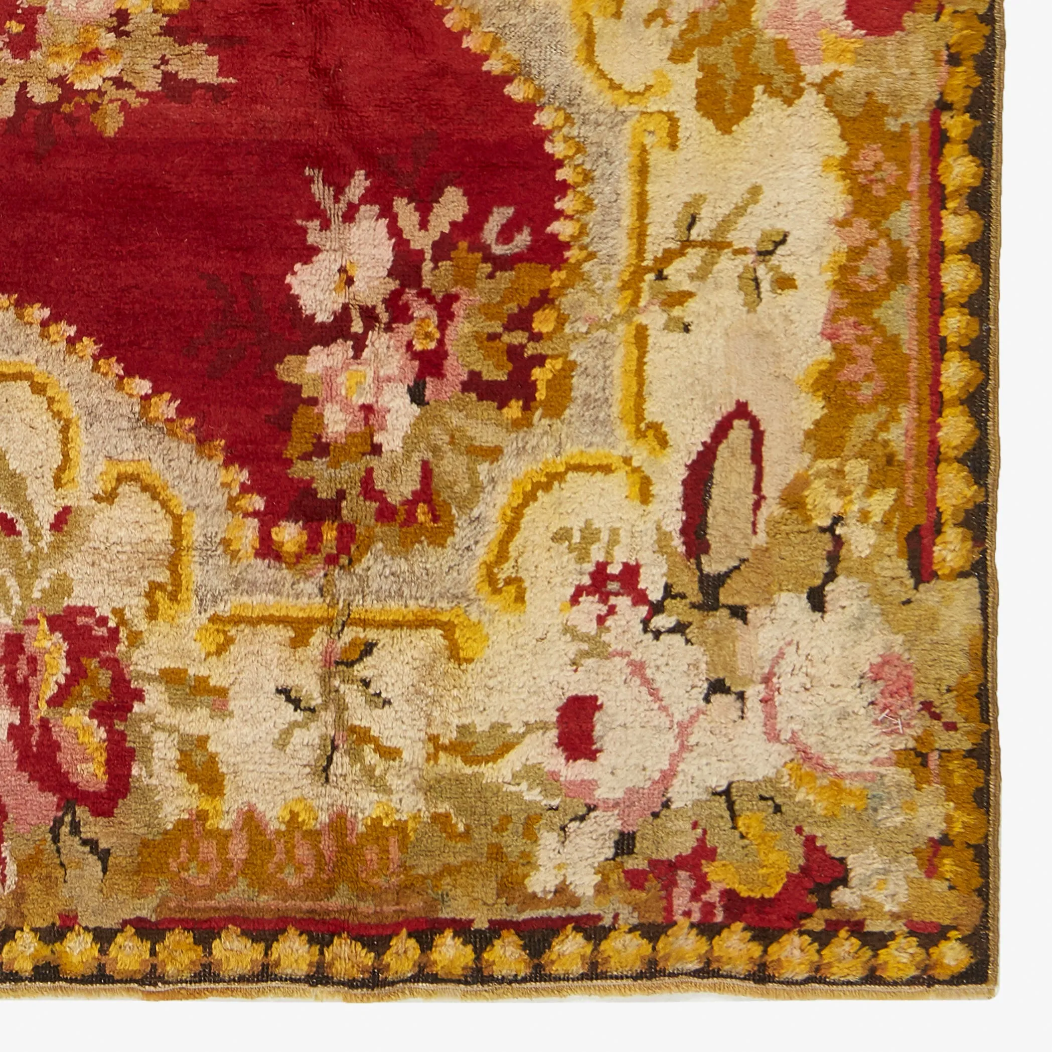 Red & Yellow Vintage Turkish Traditional Wool Rug - 4'4" x 6'4"