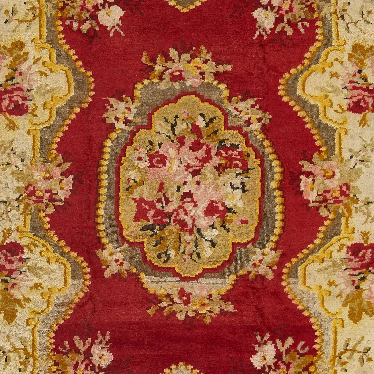 Red & Yellow Vintage Turkish Traditional Wool Rug - 4'4" x 6'4"