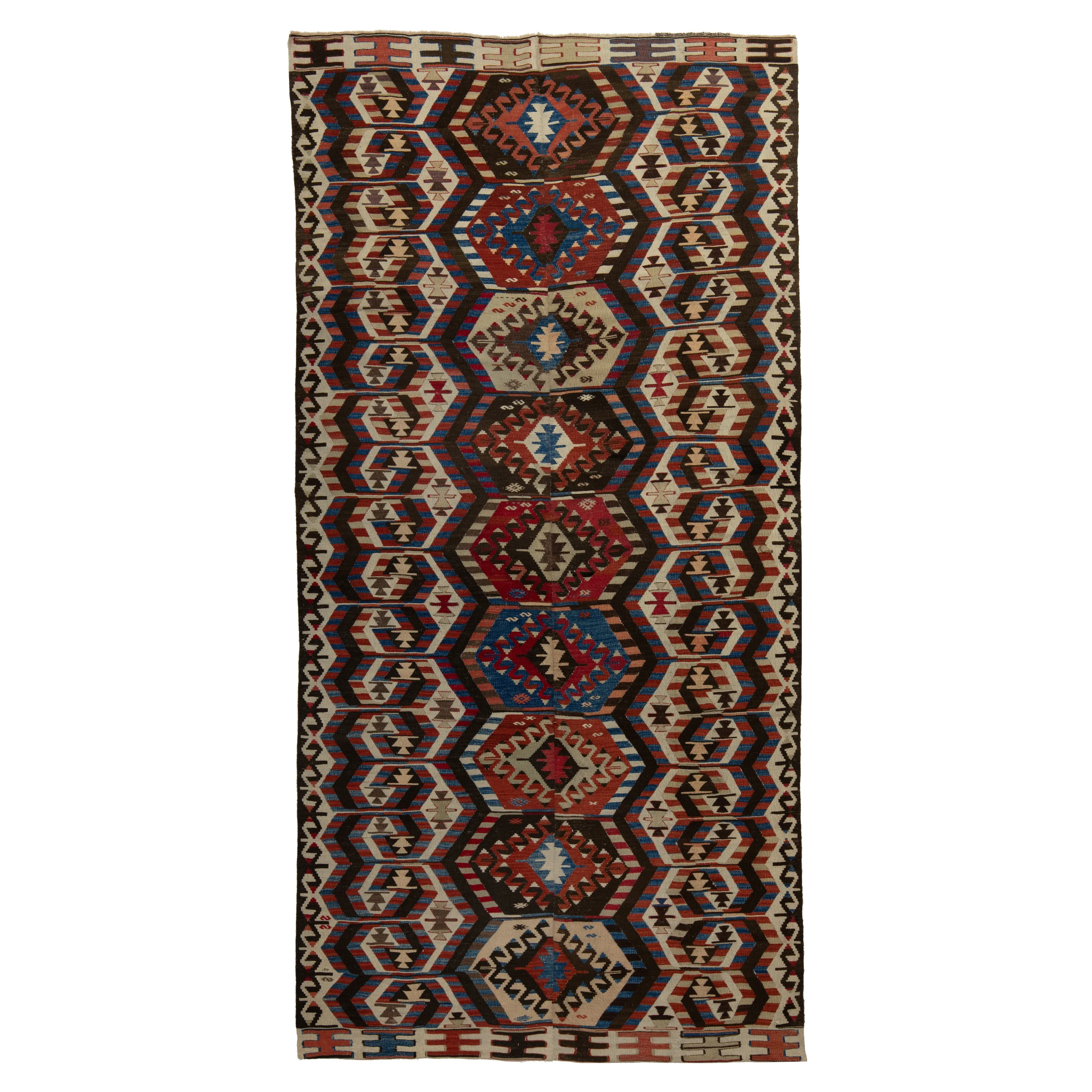 Red Anatolian Kilim Rug - 5'6" x 11'5"