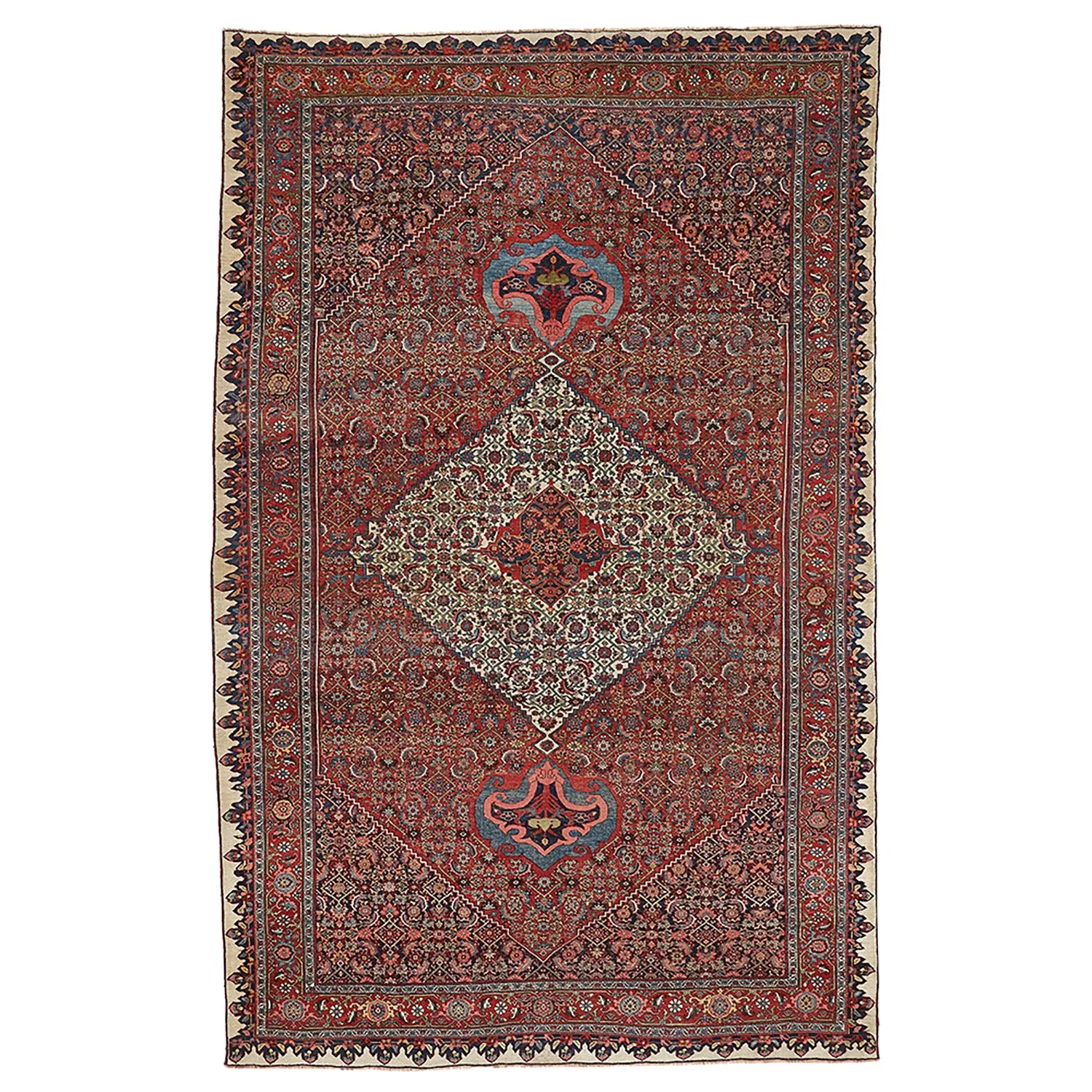 Red Antique Bidjar Wool Persian Rug - 9'2" x 14'5"