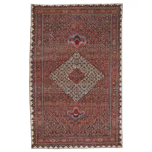 Red Antique Bidjar Wool Persian Rug - 9'2" x 14'5"