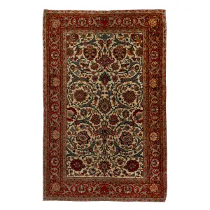 Red Antique Kashan Rug - 4'5" x 7'1"