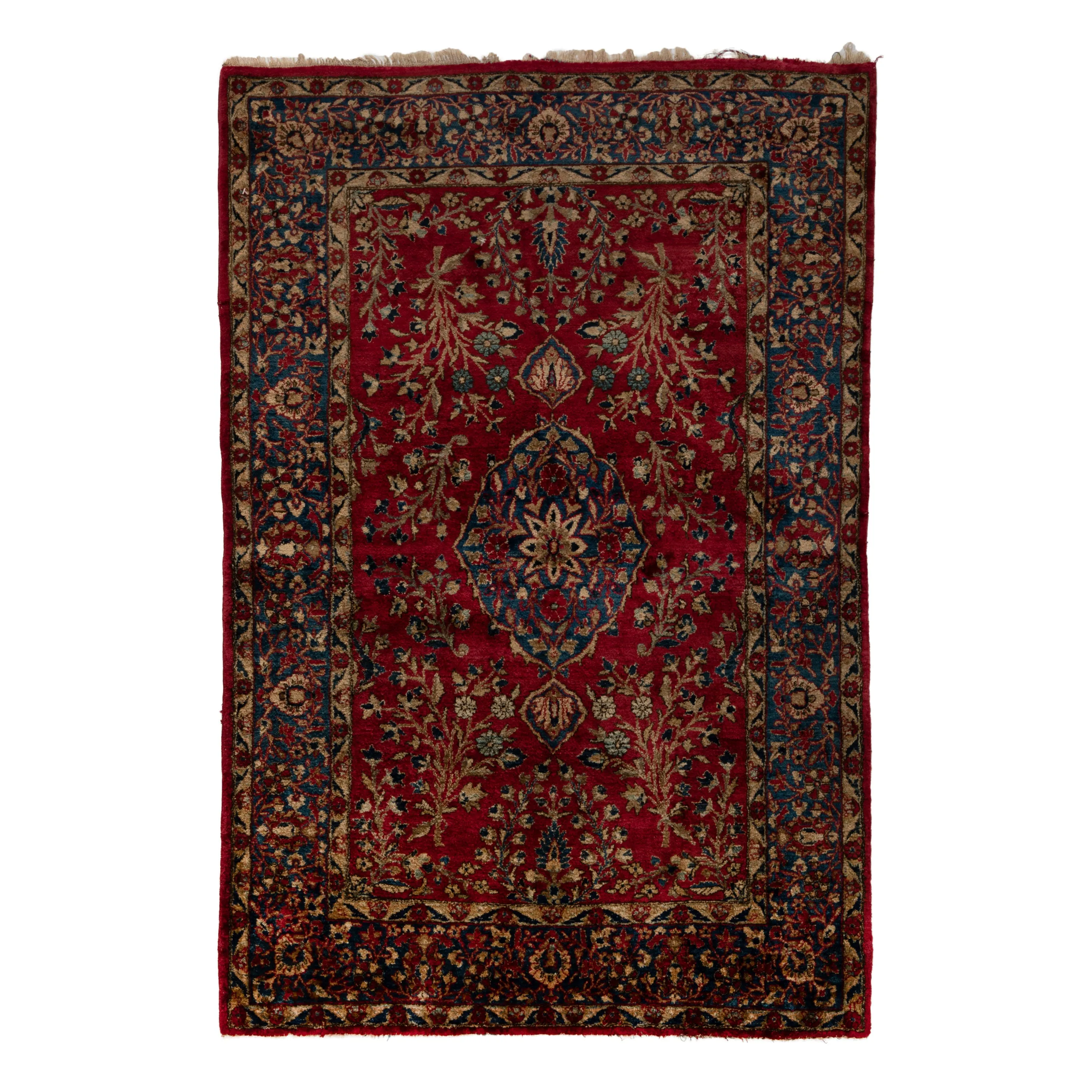 Red Antique Kashan Silk Persian Rug - 3' x 5'
