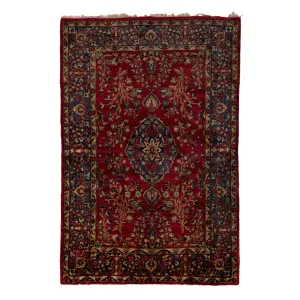 Red Antique Kashan Silk Persian Rug - 3' x 5'