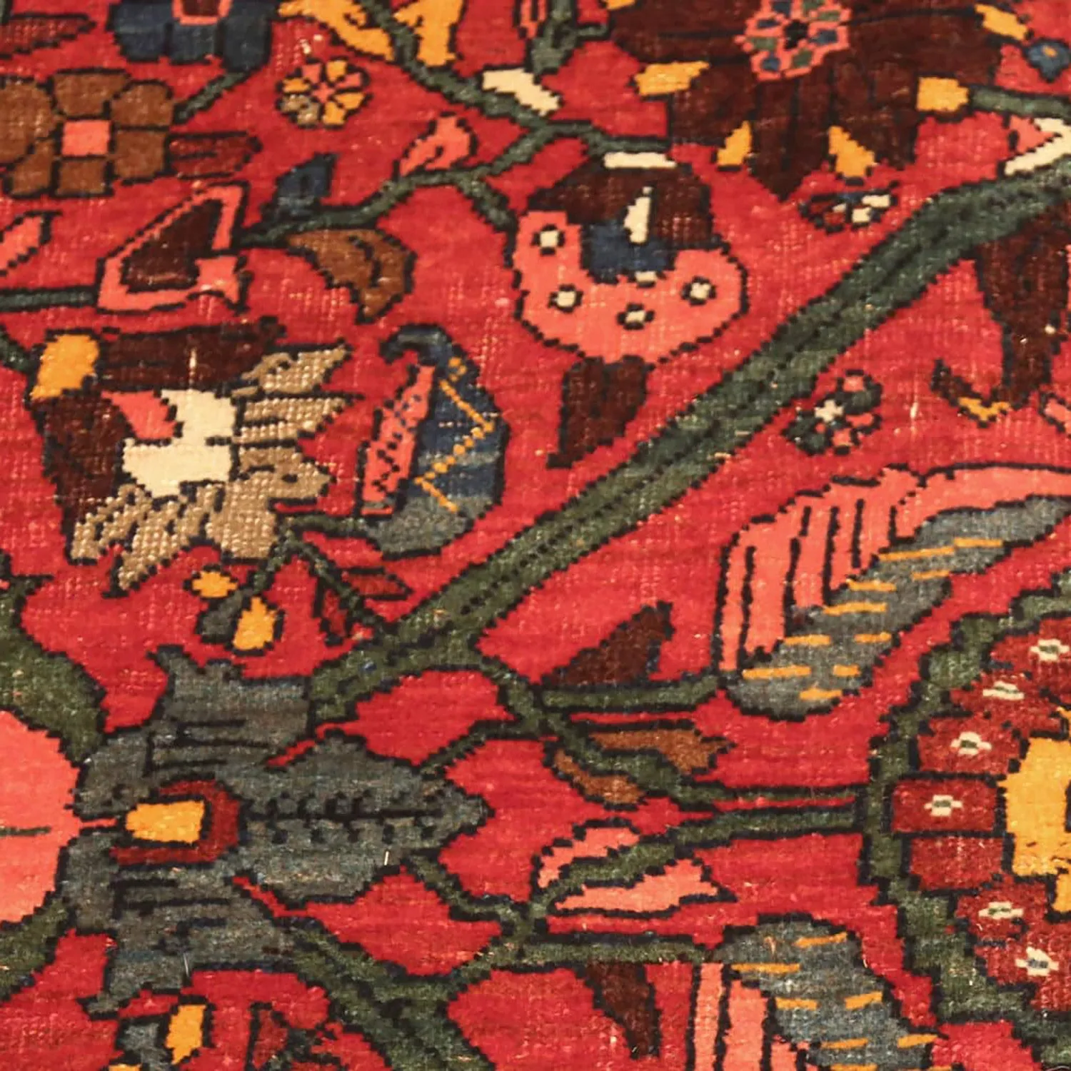 Red Antique Persian Bidjar Rug - 12'10" x 20'3"
