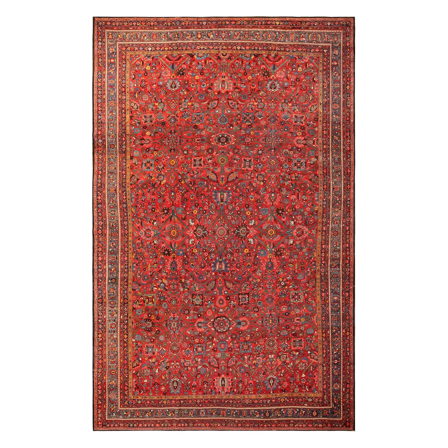 Red Antique Persian Bidjar Rug - 12'10" x 20'3"