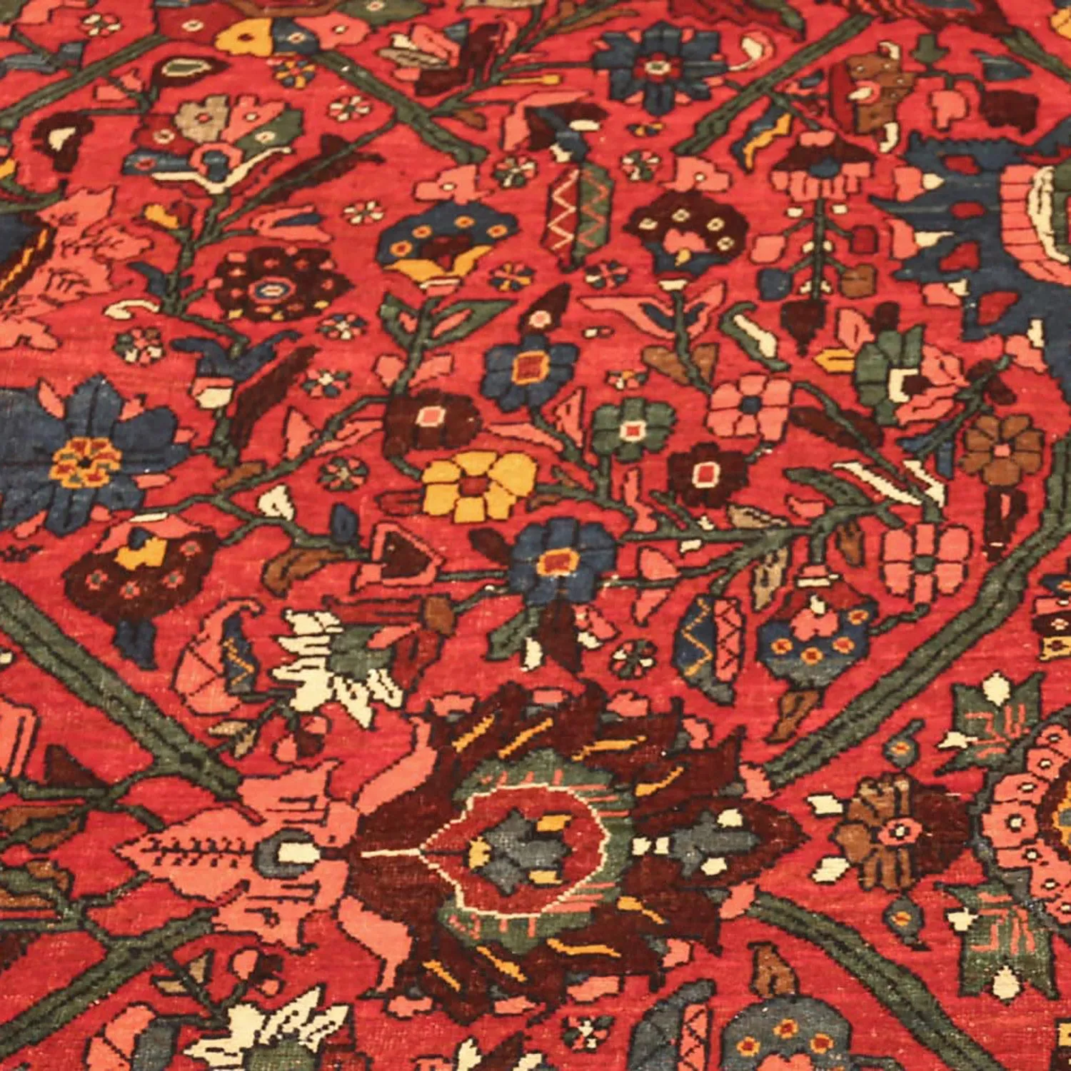 Red Antique Persian Bidjar Rug - 12'10" x 20'3"
