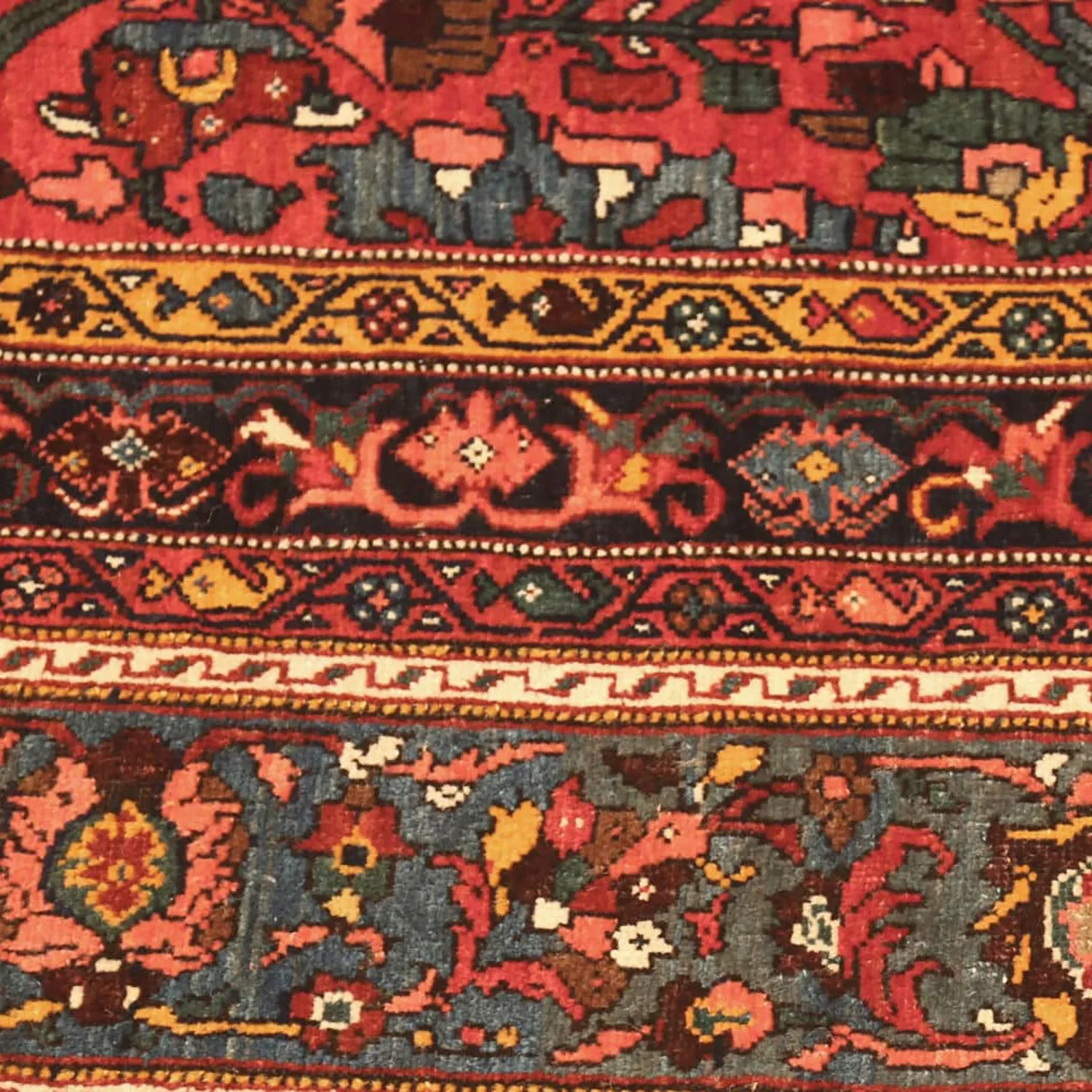Red Antique Persian Bidjar Rug - 12'10" x 20'3"