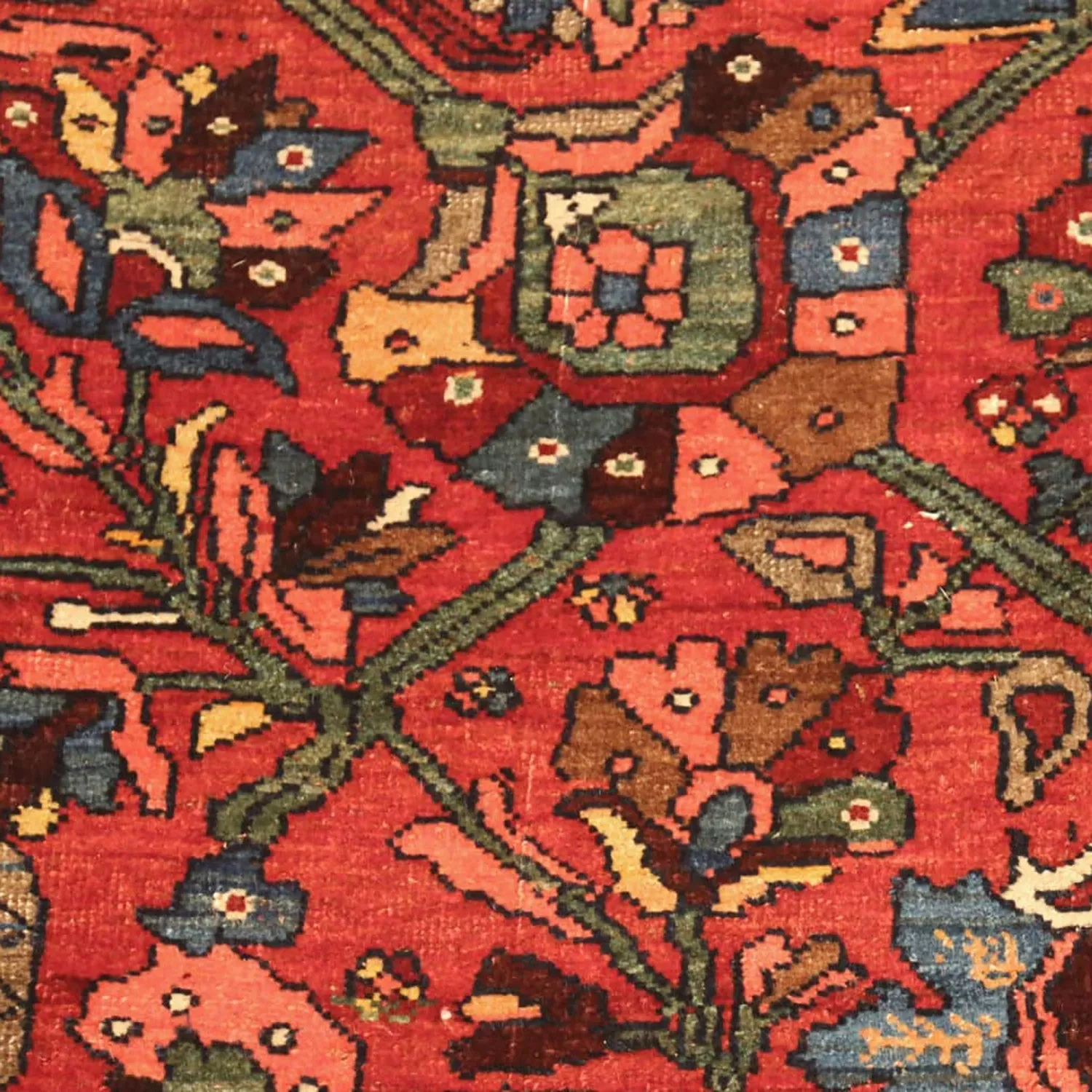 Red Antique Persian Bidjar Rug - 12'10" x 20'3"