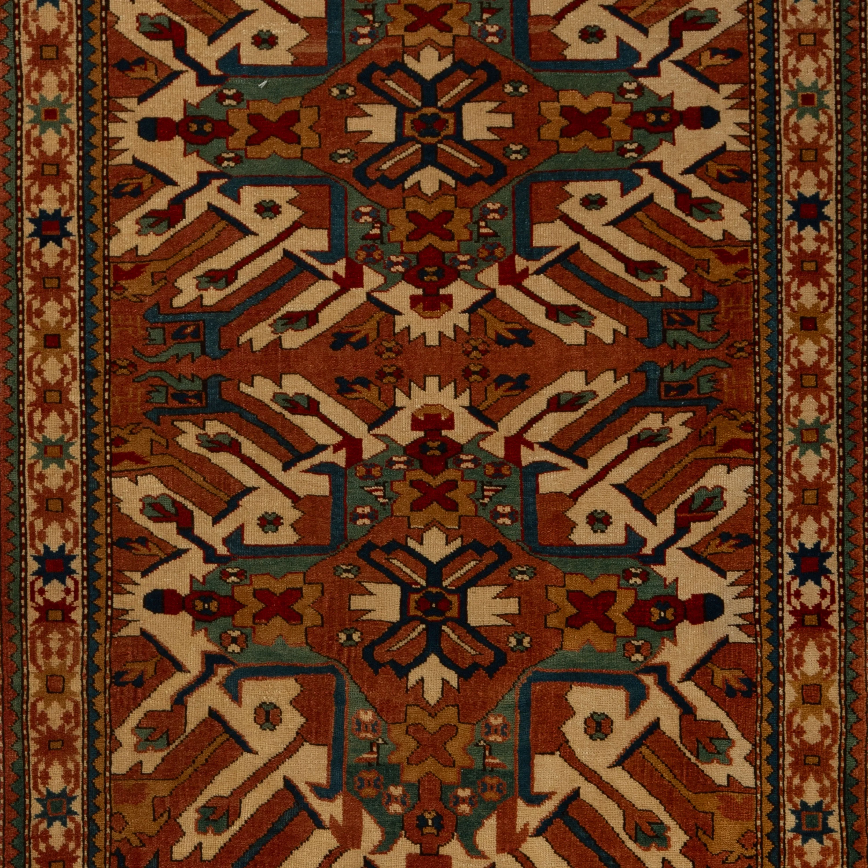 Red Antique Persian Talish Rug - 3'2" x 4'8"