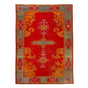 Red Antique Turkish Oushak Rug - 12" x 16'4"