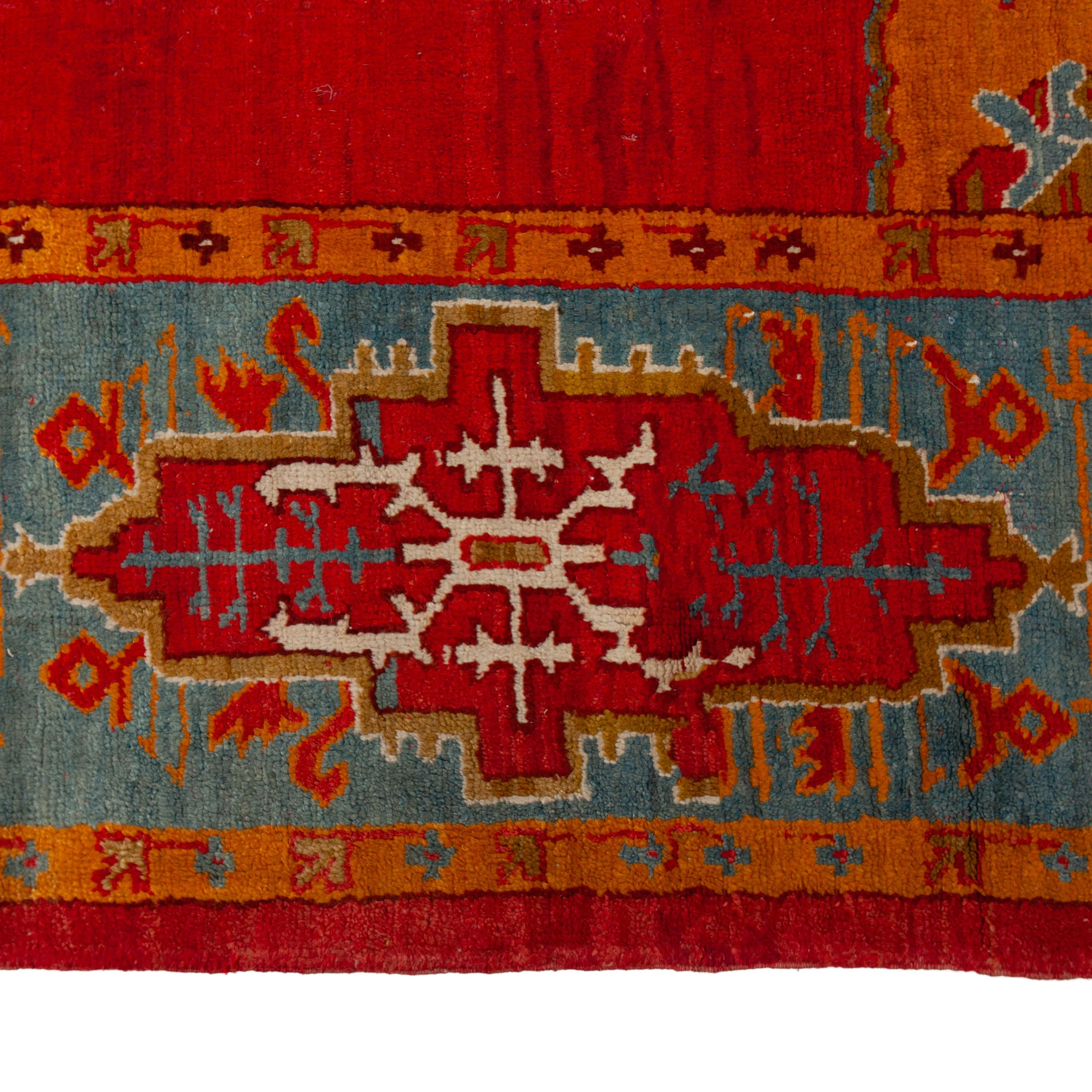 Red Antique Turkish Oushak Rug - 12" x 16'4"