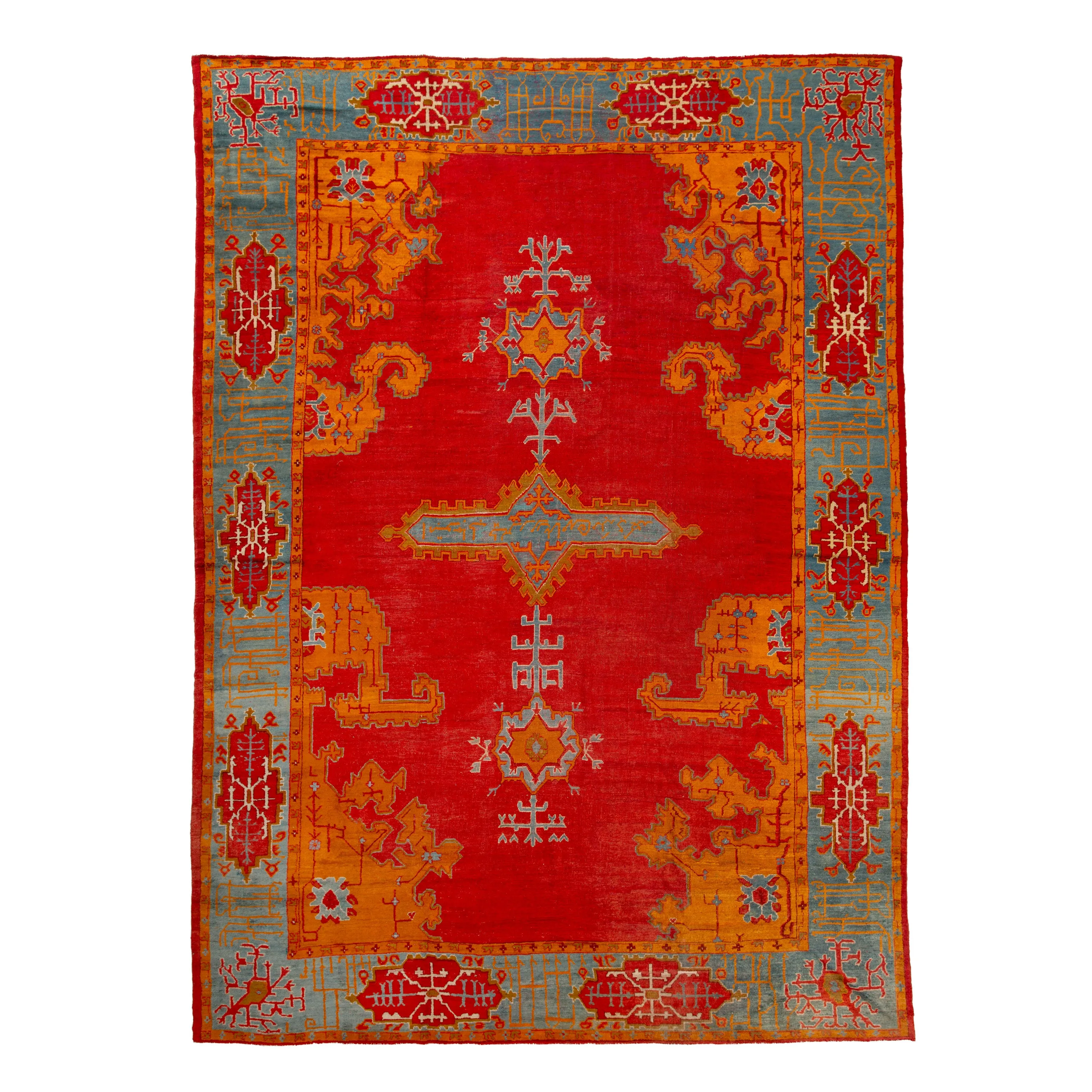 Red Antique Turkish Oushak Rug - 12" x 16'4"