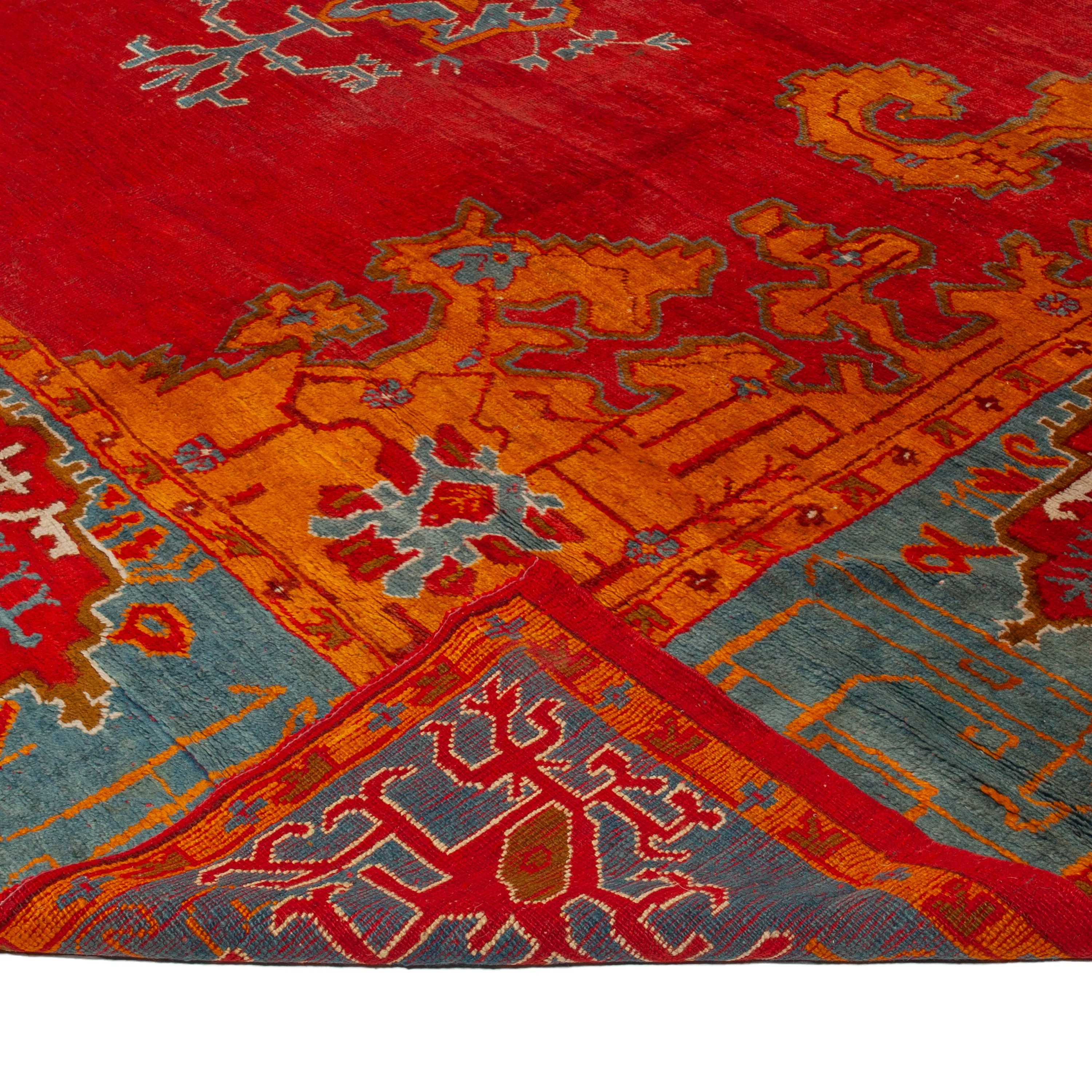 Red Antique Turkish Oushak Rug - 12" x 16'4"