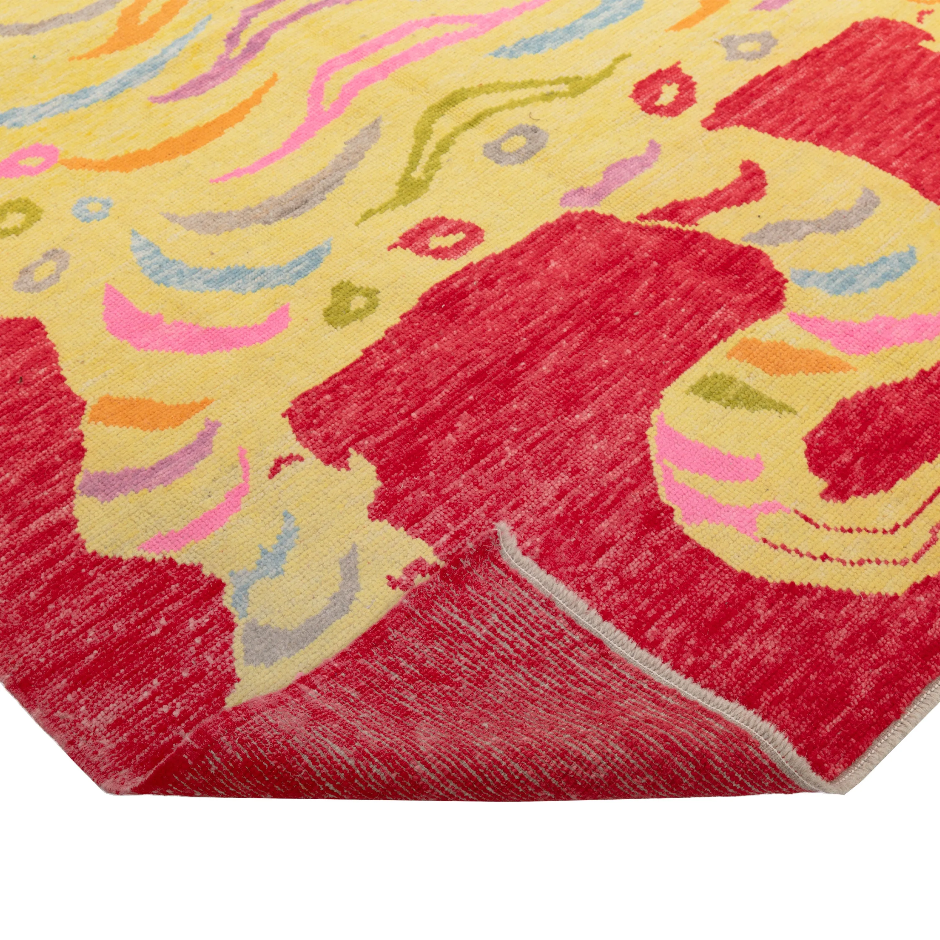 Red Contemporary Tiger Wool Rug - 6'8" x 9'11"
