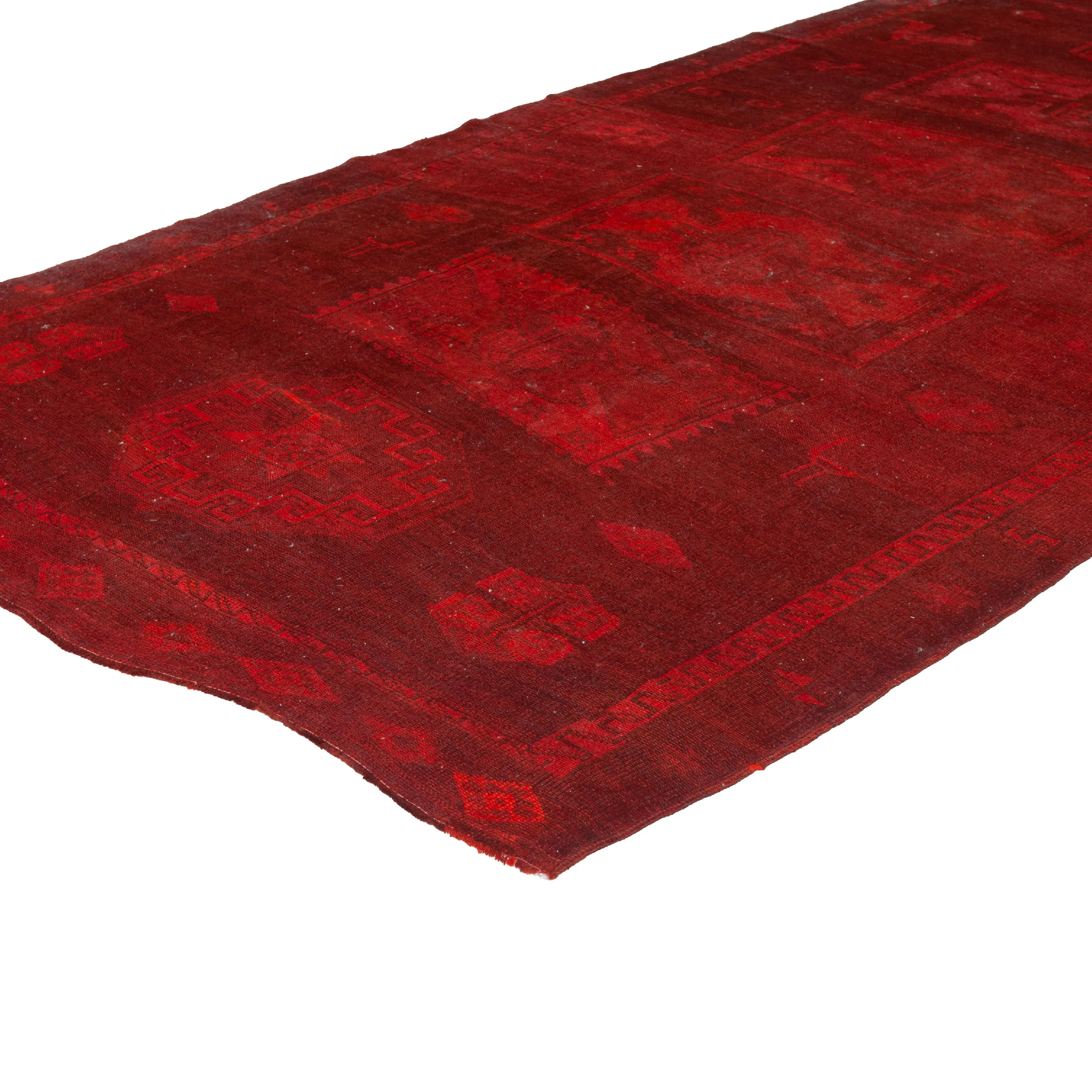 Red Overdyed Wool Rug - 6'10" x 12'4"