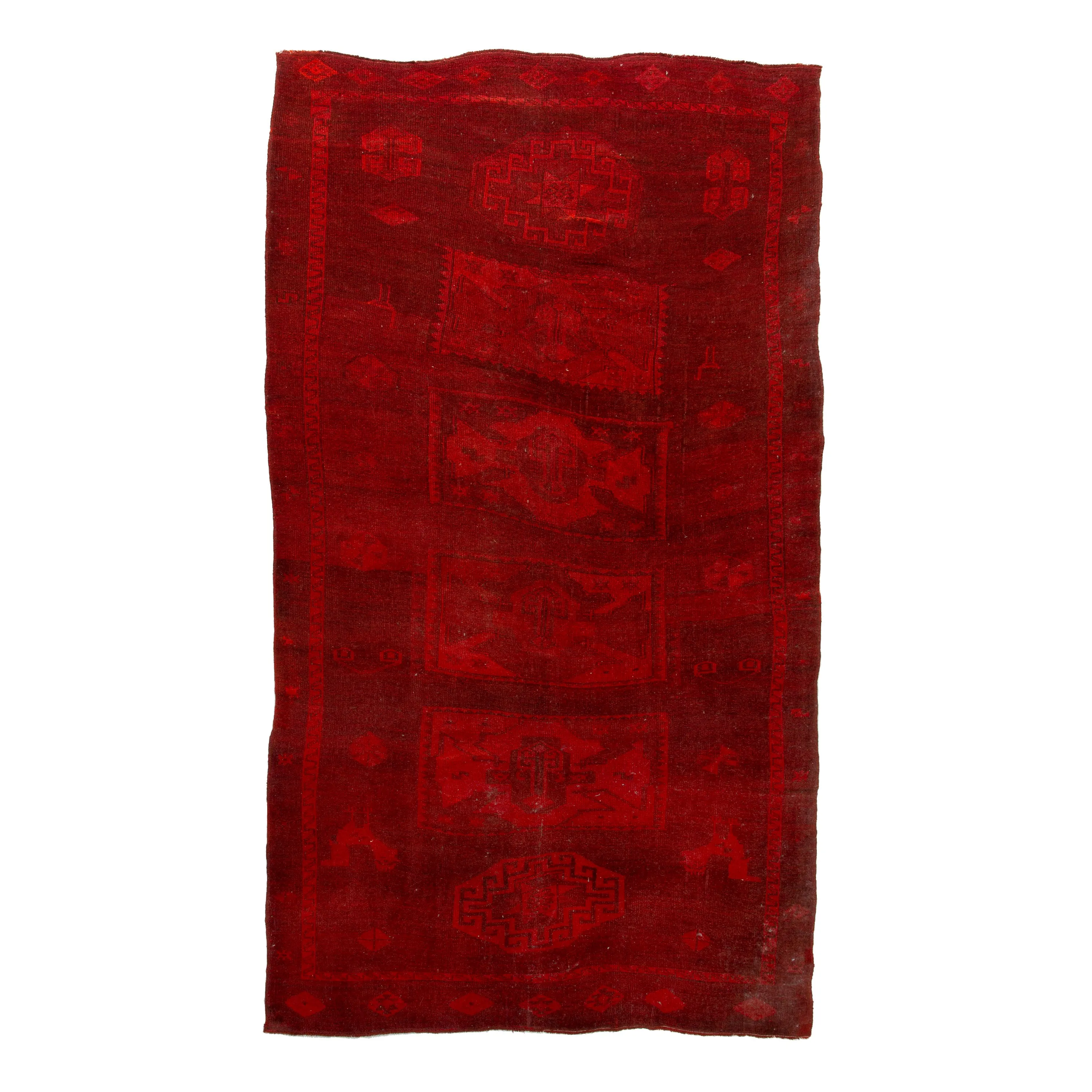 Red Overdyed Wool Rug - 6'10" x 12'4"