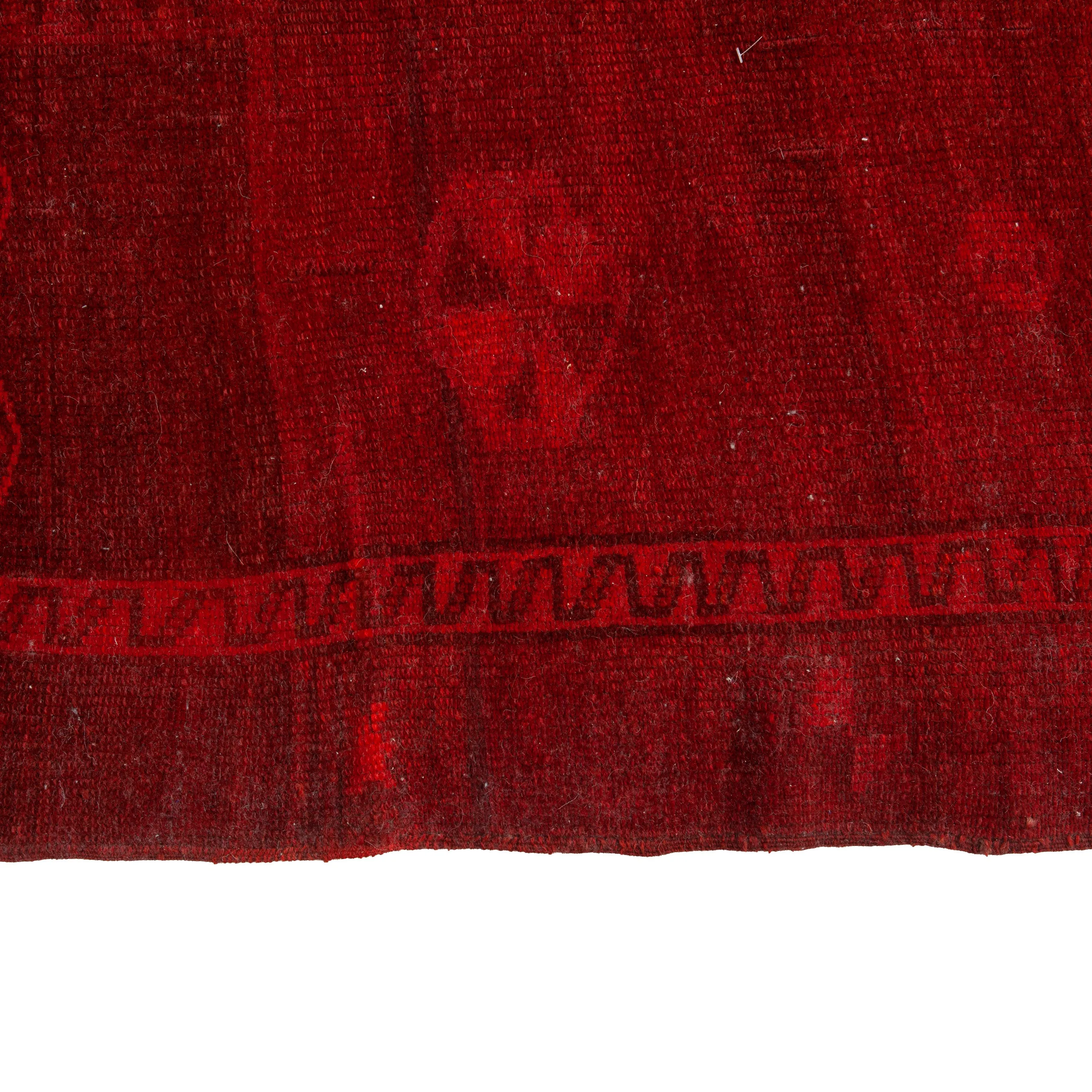 Red Overdyed Wool Rug - 6'10" x 12'4"