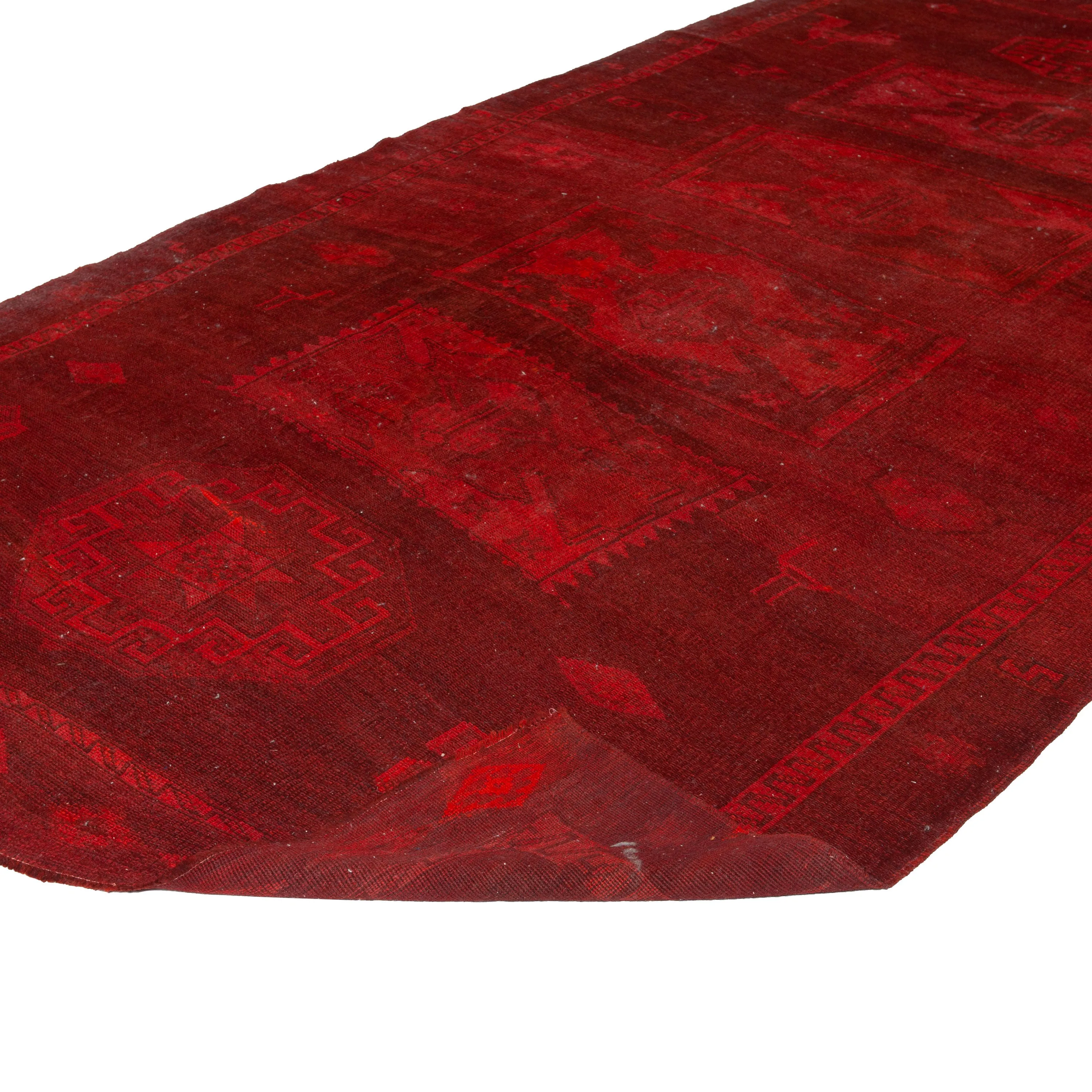 Red Overdyed Wool Rug - 6'10" x 12'4"