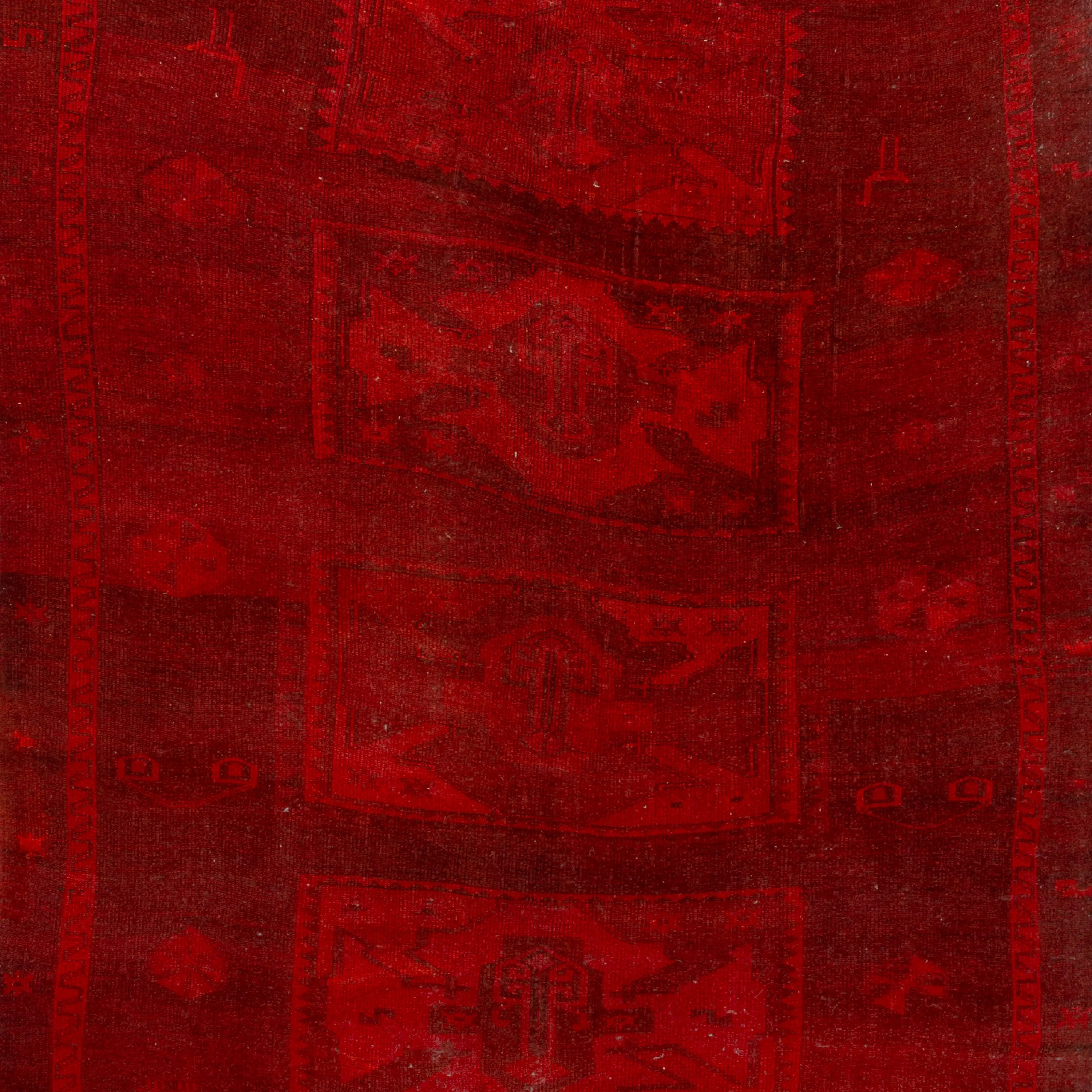 Red Overdyed Wool Rug - 6'10" x 12'4"