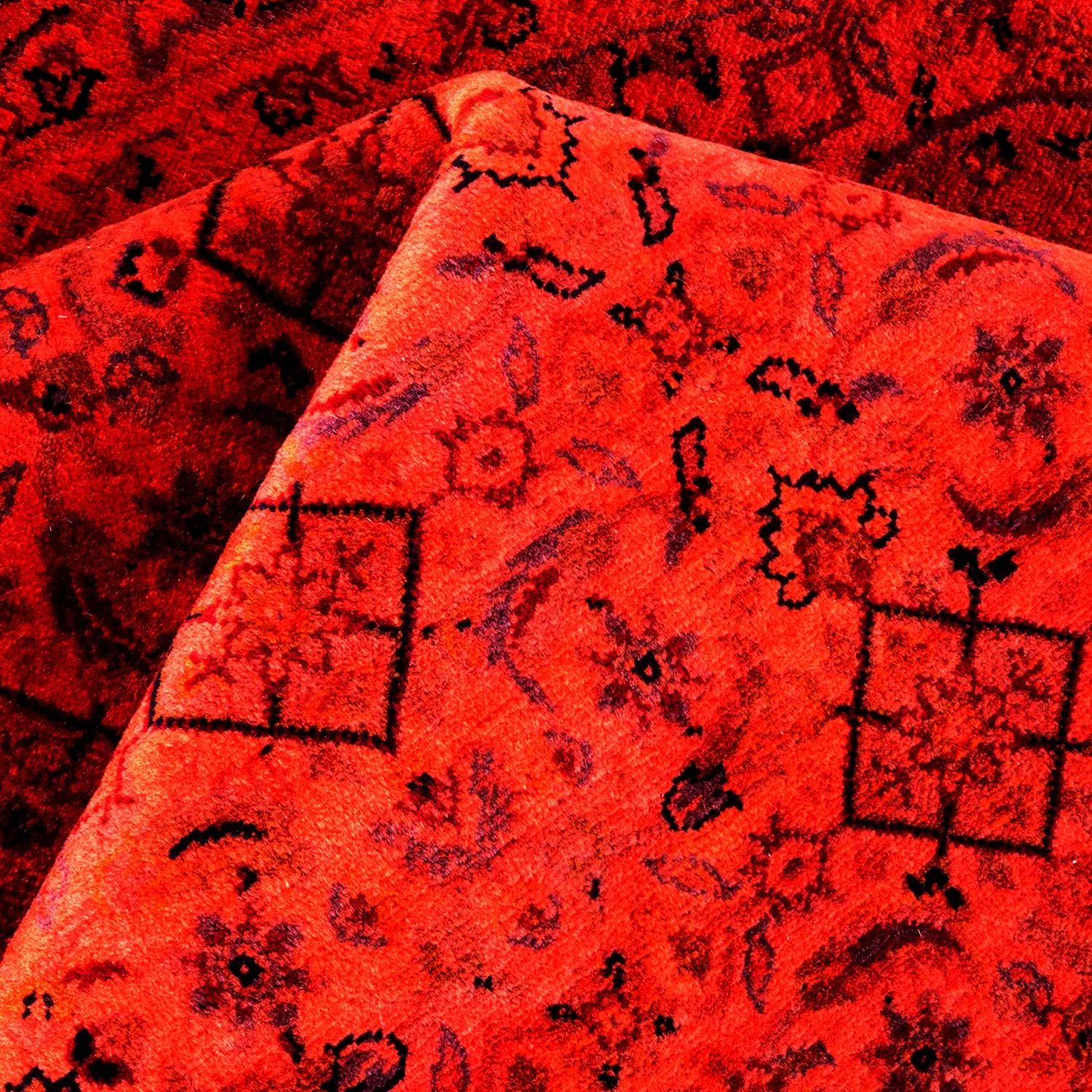 Red Overdyed Wool Rug - 6'8" x 6'8"