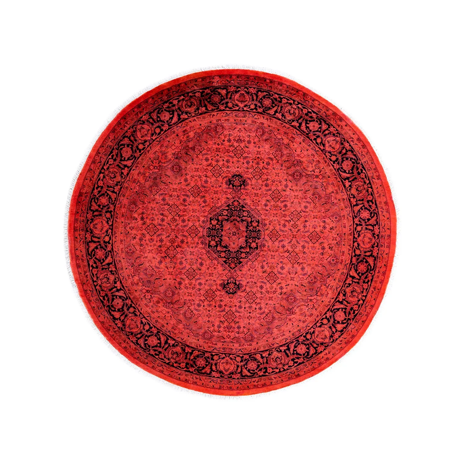 Red Overdyed Wool Rug - 6'8" x 6'8"