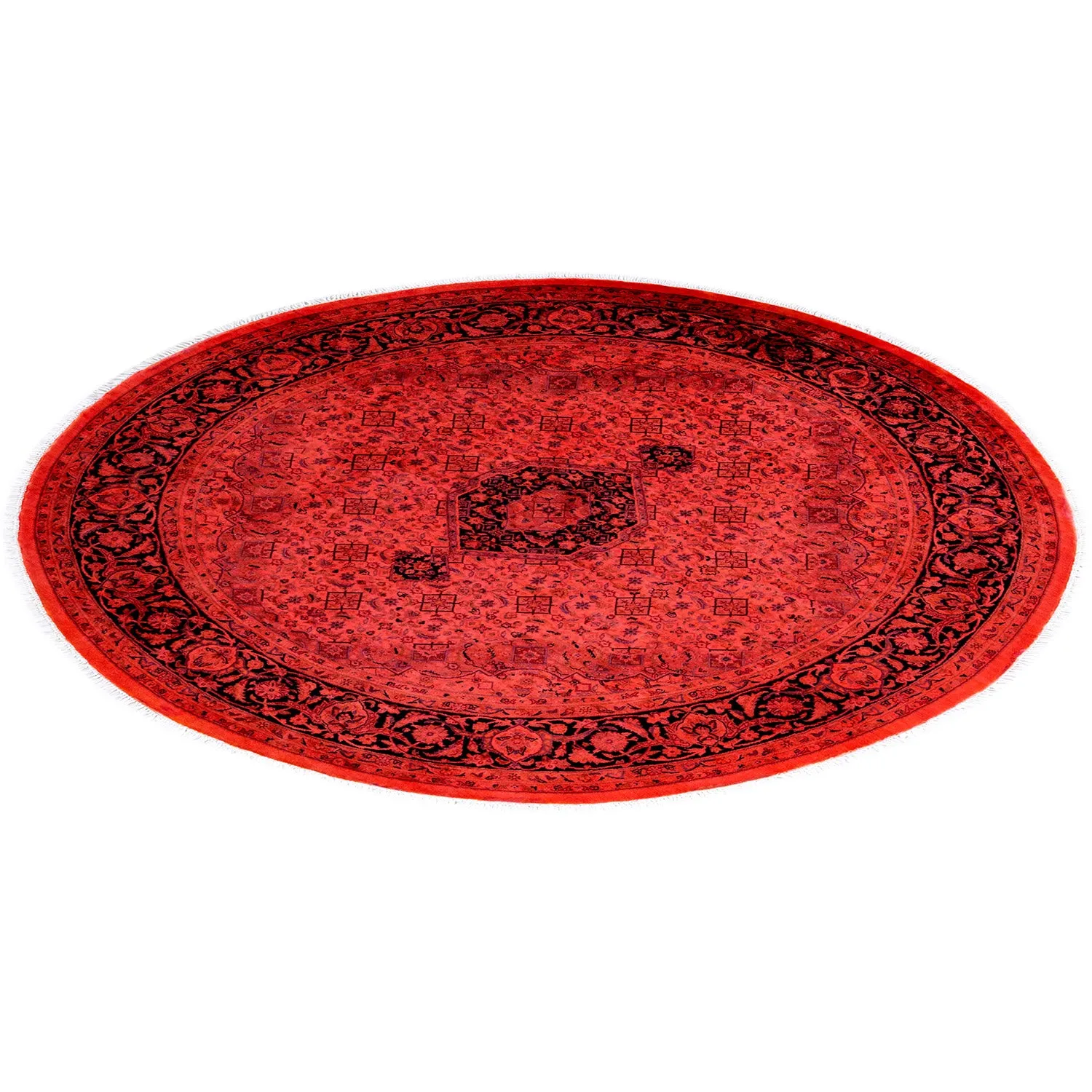 Red Overdyed Wool Rug - 6'8" x 6'8"