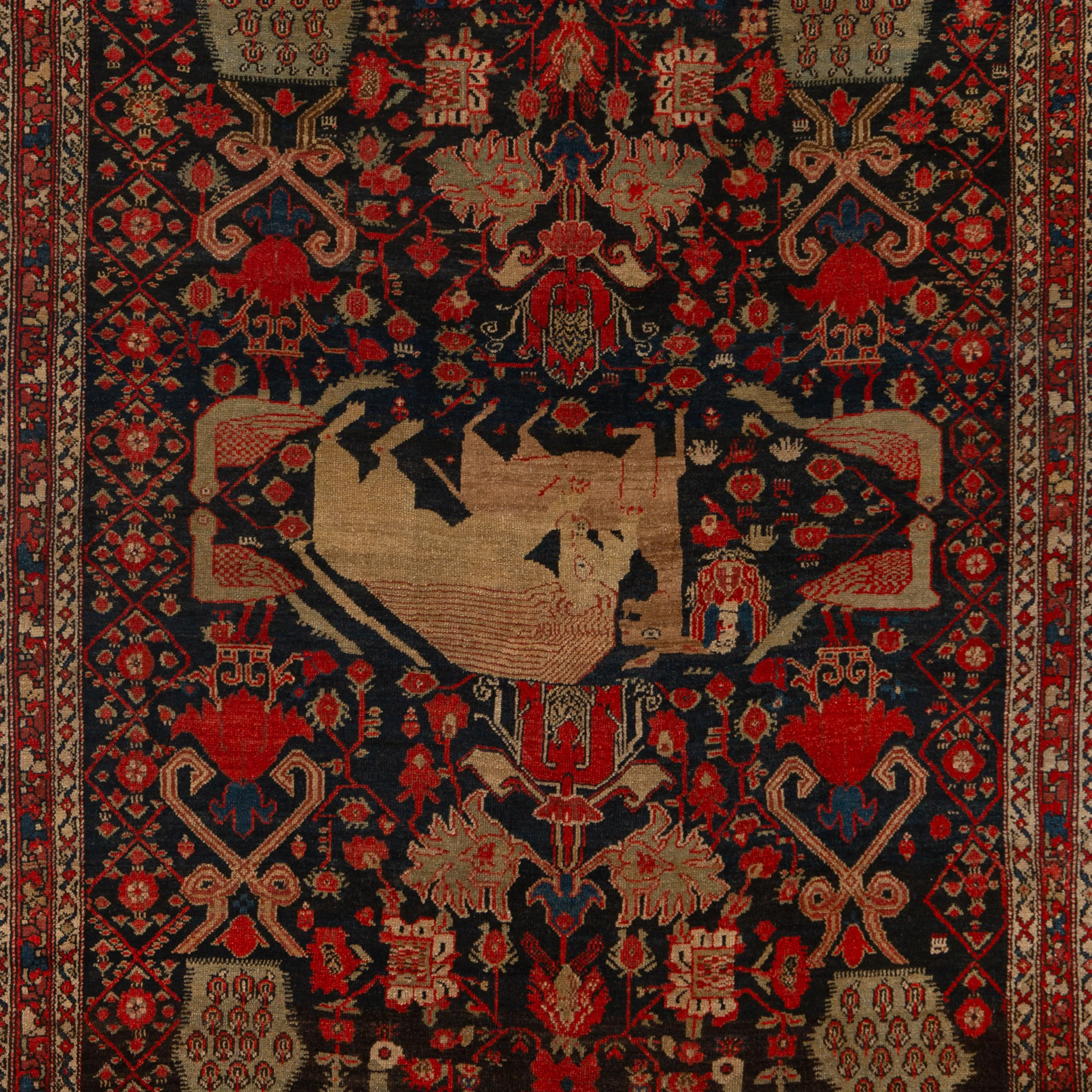 Red Traditional Per Malayier Rug - 4'8" x 6'3"