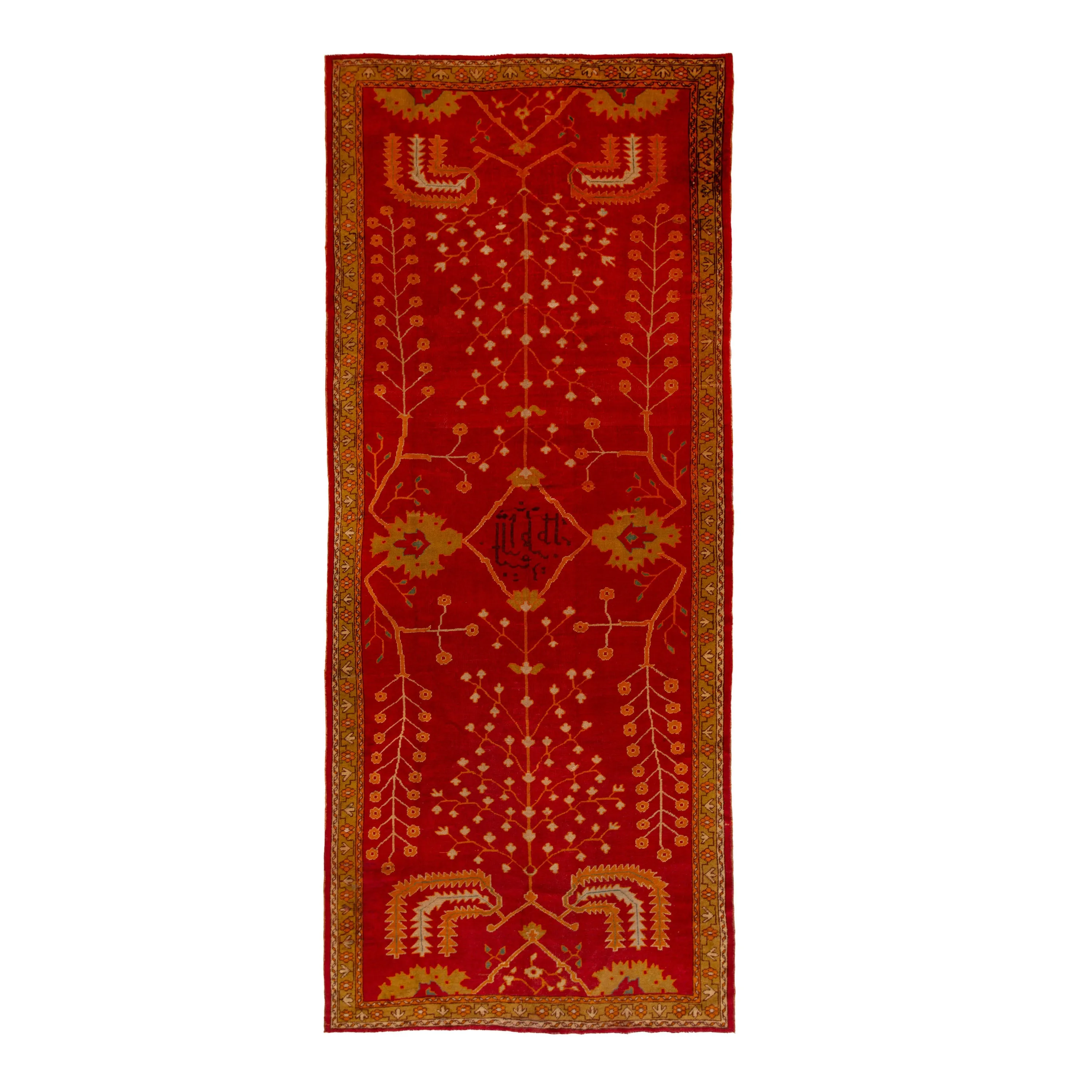 Red Traditional Wool Rug - 6'2" x 15'7"