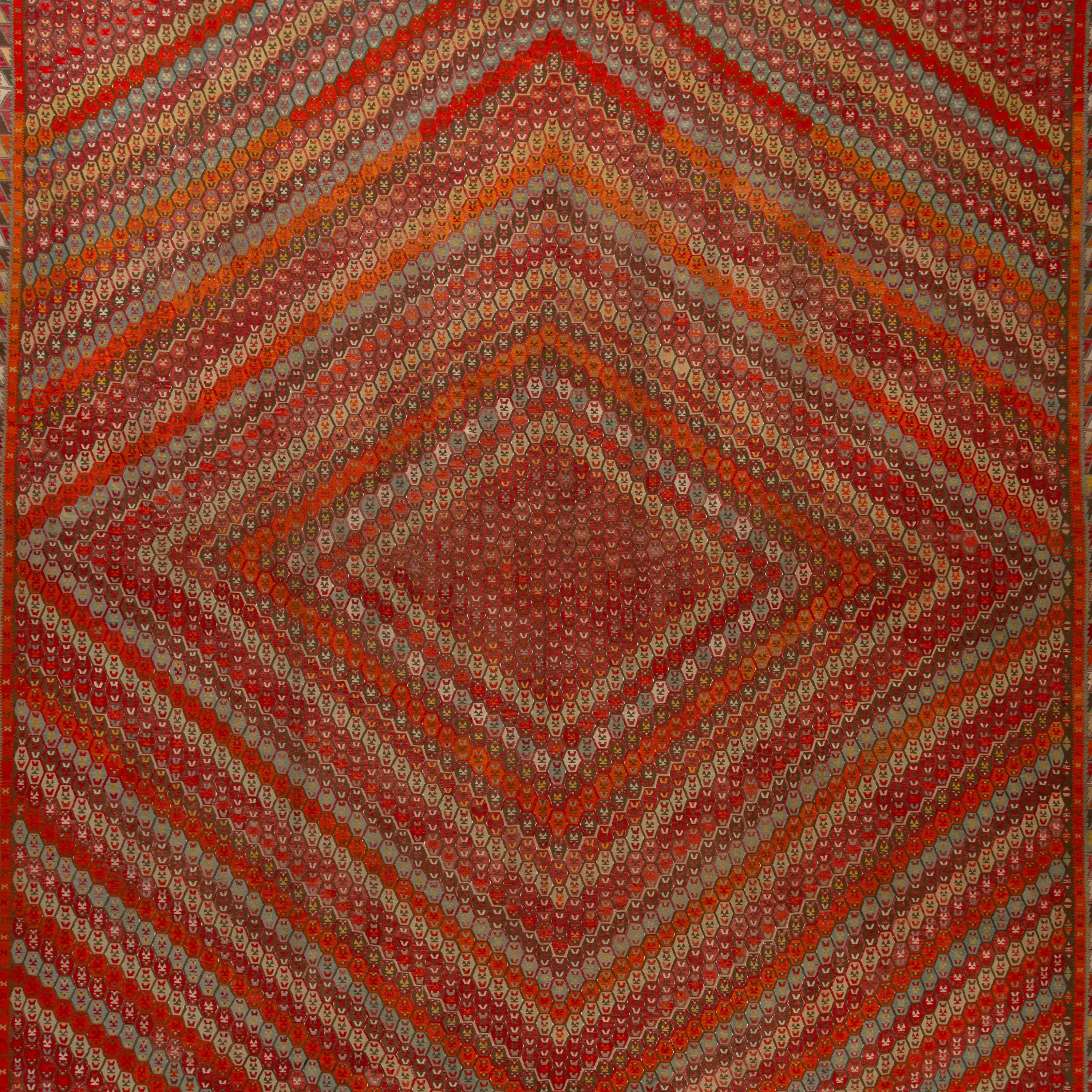 Red Turkish Flatweave Wool Rug - 14'11" x 17'5"
